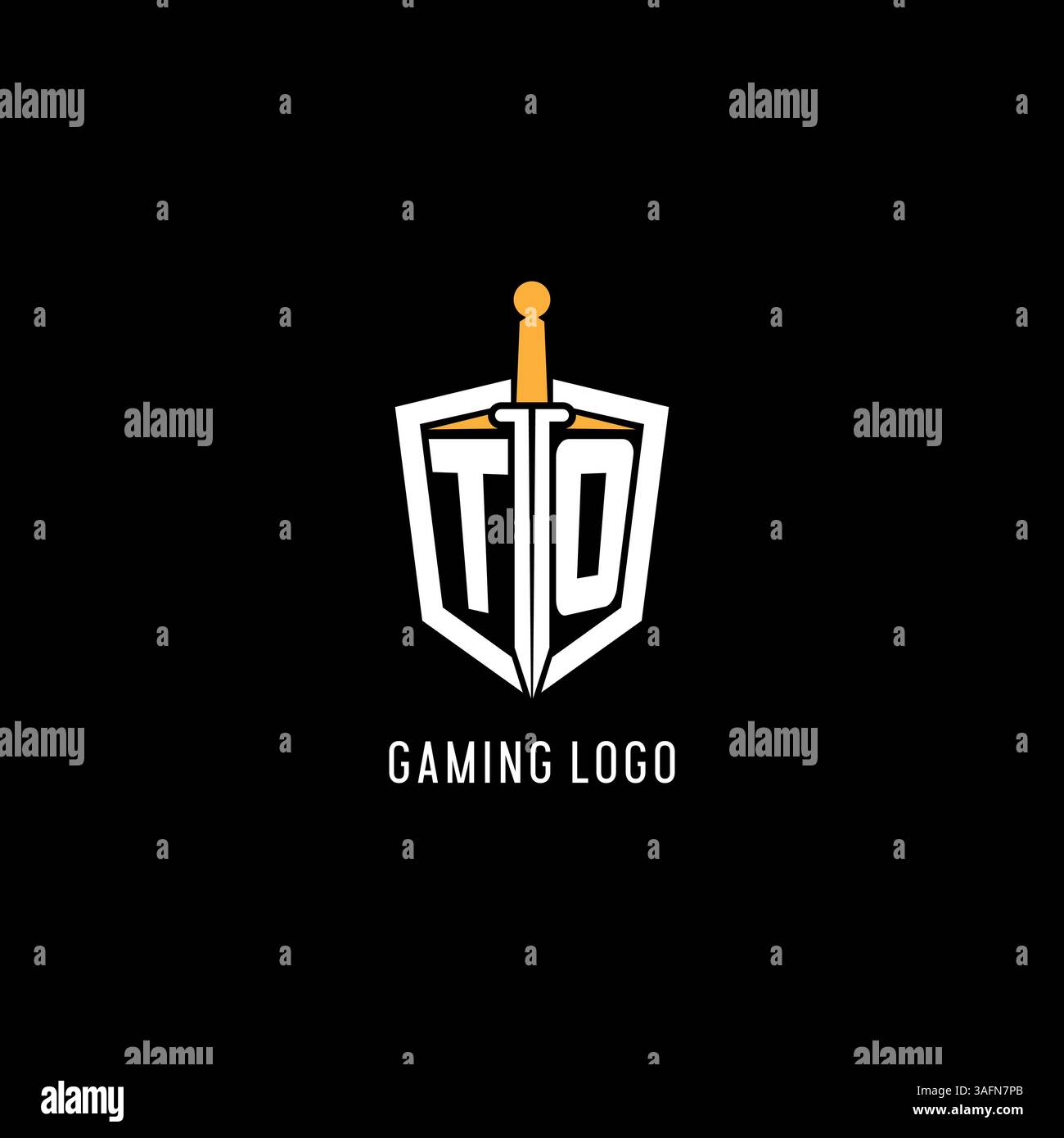 Letter-TO-Logo mit Vektorgrafik im Schild- und Schwertdesign Stock Vektor