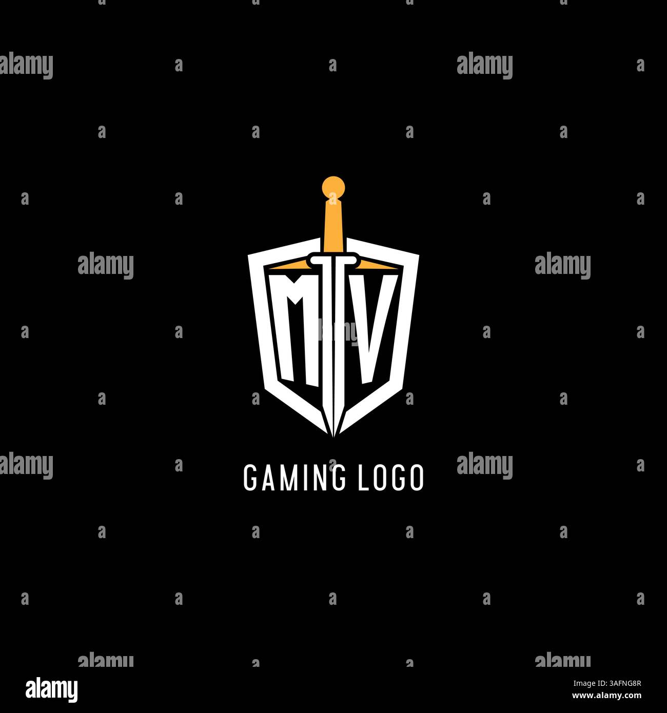 Letter MV-Logo mit Schild- und Schwertdesign, inspiriert von Vektorgrafik Stock Vektor