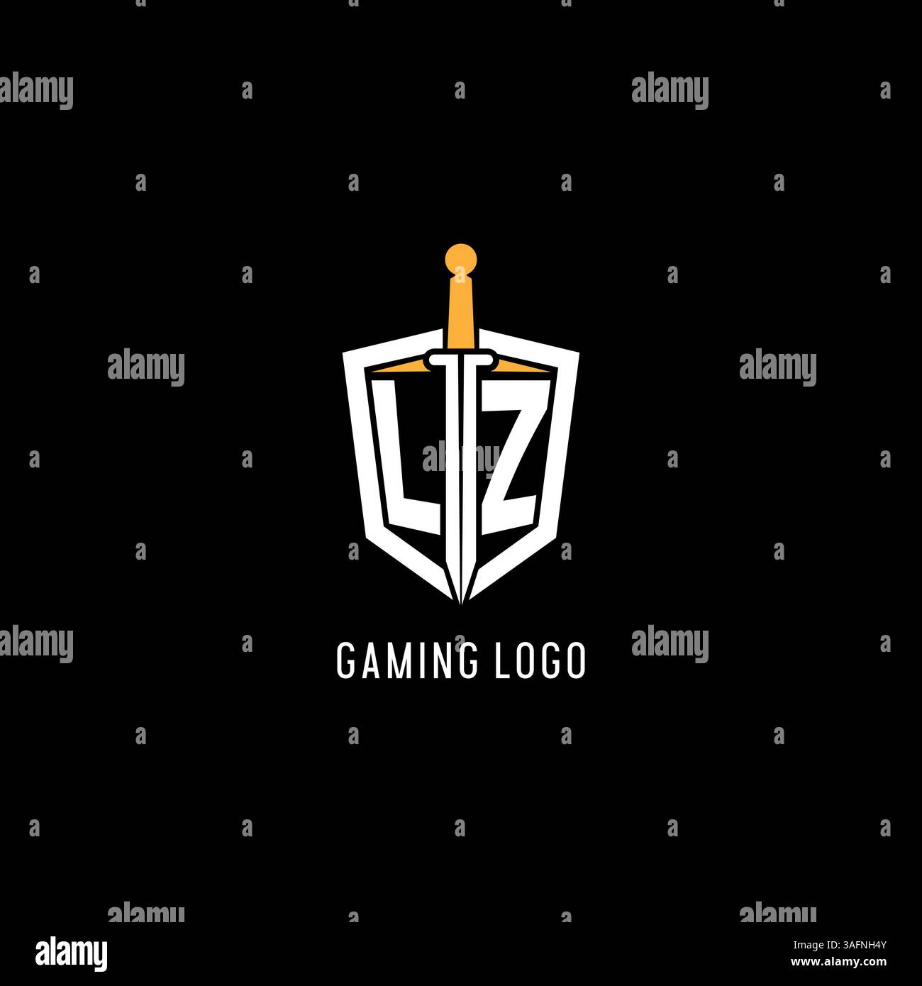 Letter LZ-Logo mit Schild- und Schwertdesign, inspiriert von Vektorgrafik Stock Vektor