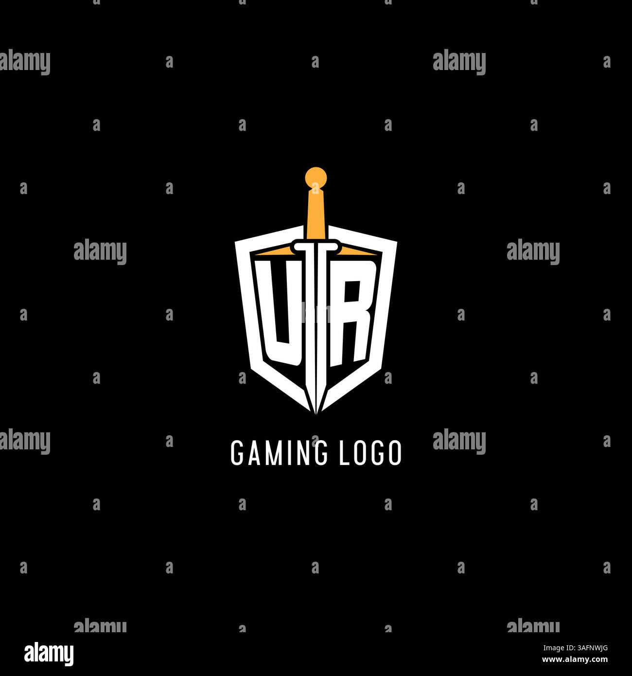 Ur-Logo mit Schild und Schwertdesign, inspiriert von Vektorgrafik Stock Vektor
