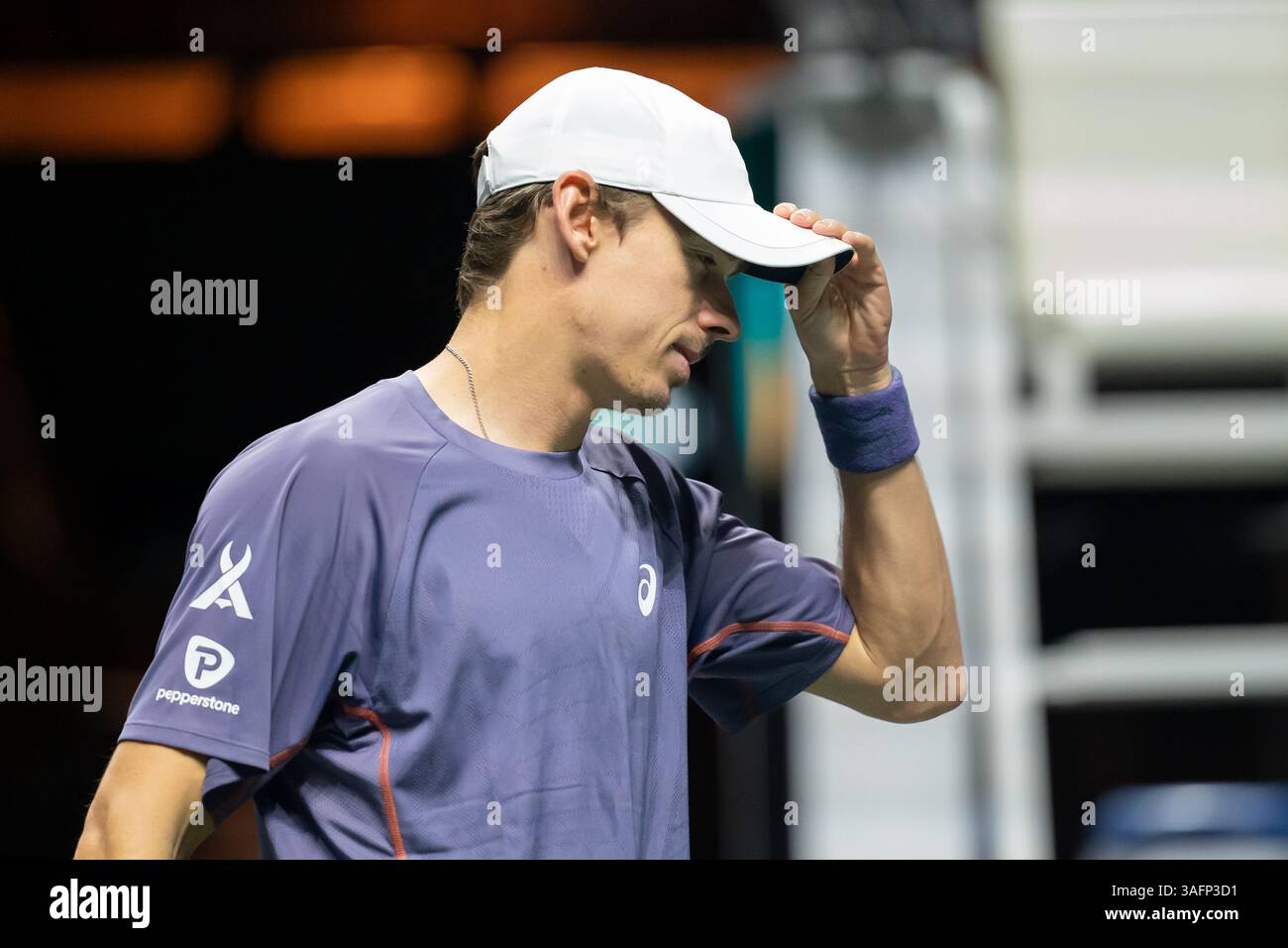 Rotterdam, Niederlande. Februar 2025. ROTTERDAM, NIEDERLANDE - 9. FEBRUAR: Alex de Minaur (aus) während der ABN AMRO Open in Rotterdam Ahoy am 9. Februar 2025 in Rotterdam, Niederlande. (Foto von Marleen Fouchier/Orange Pictures) Credit: Orange Pics BV/Alamy Live News Stockfoto