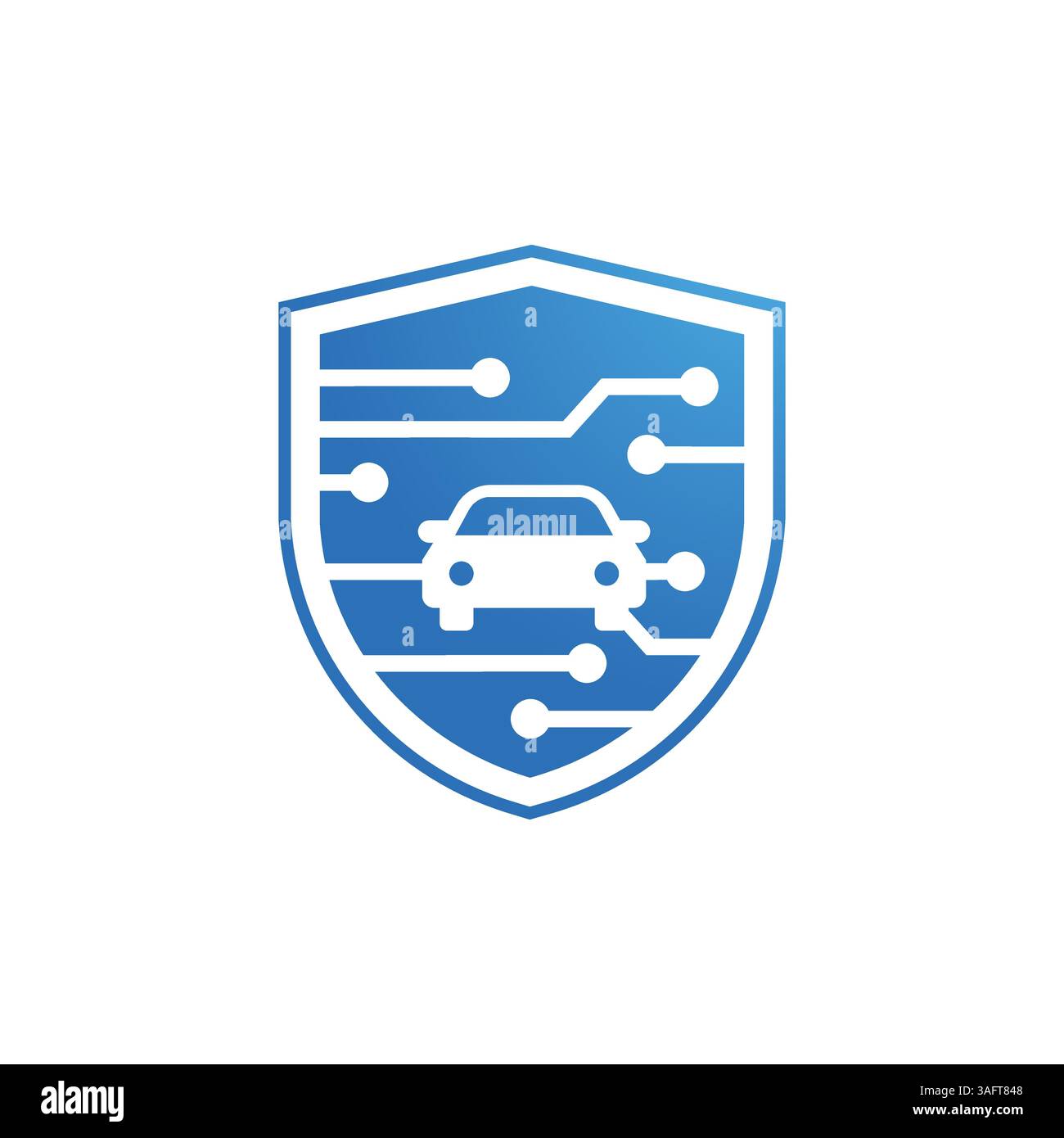 Digital Car Shield Logo. Sichere Auto Tech. Stock Vektor