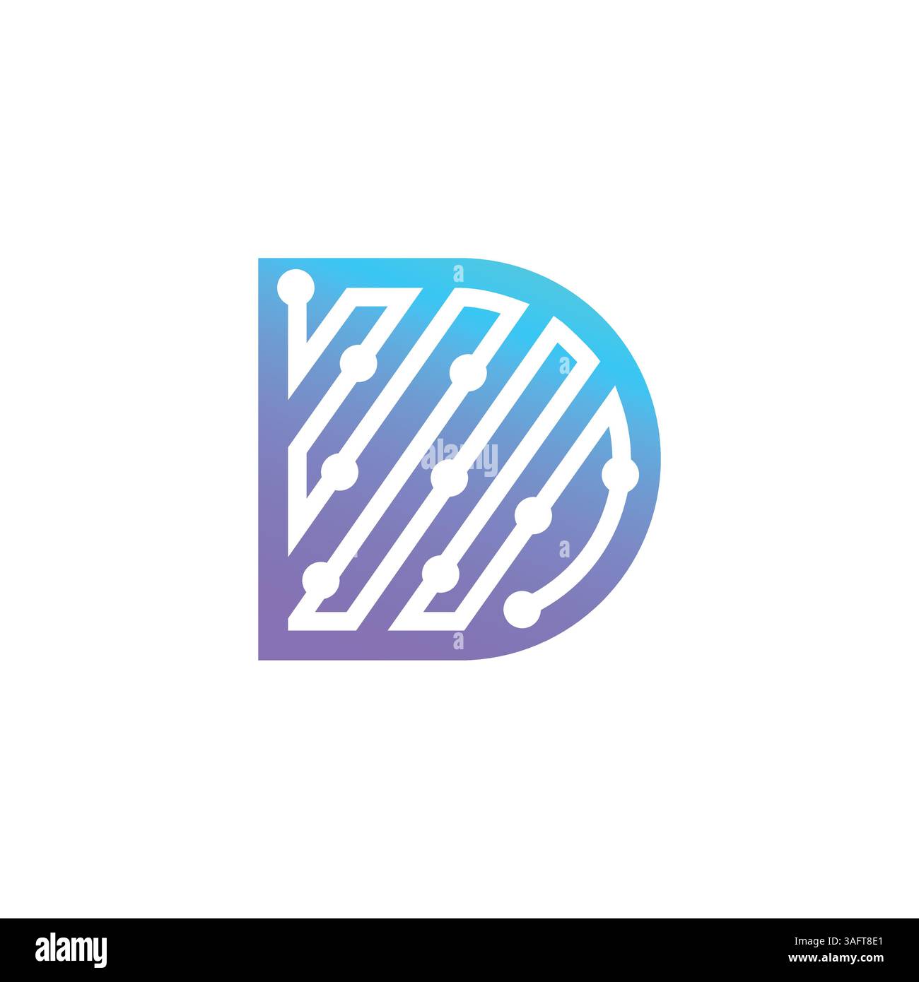 D-Letter-Logo mit modernem, technologisch inspiriertem Design Stock Vektor