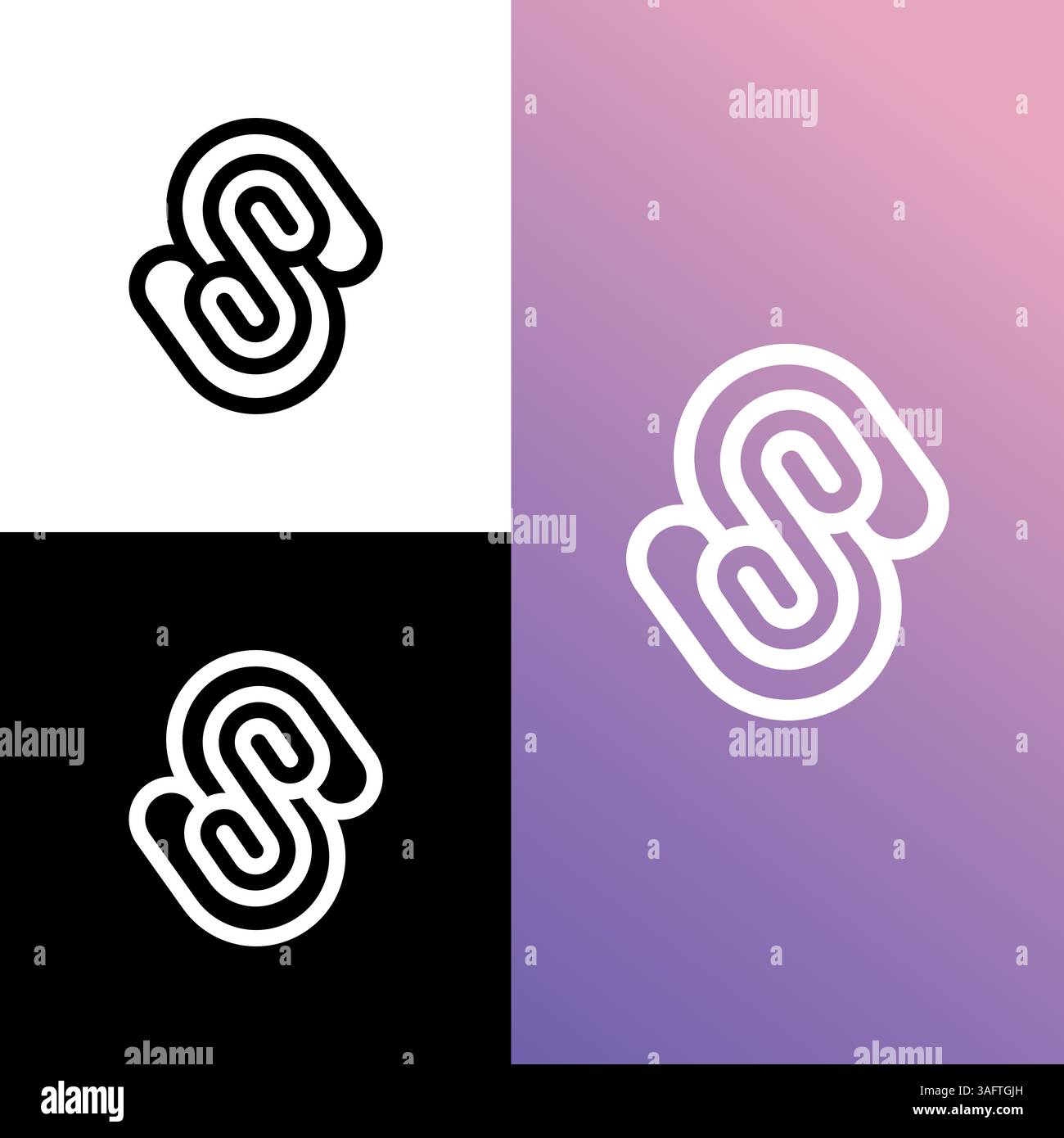 Einzigartige, moderne, geometrische, kreative, elegante Logovorlage für Buchstaben. S Monogramm-Logo. Vektorsymbol. Stock Vektor