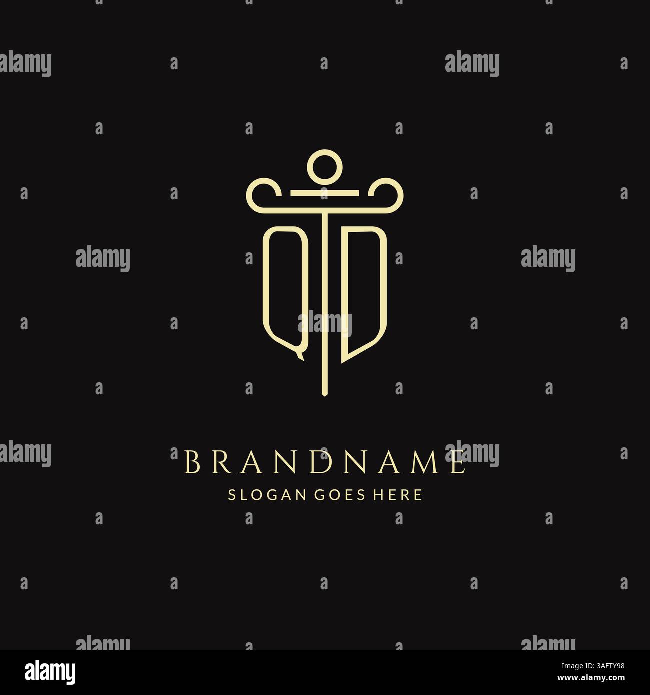 Luxuriöses modernes Monogramm QD-Logo für Anwaltskanzlei mit Säulen-Icon-Design-Vektorgrafik Stock Vektor