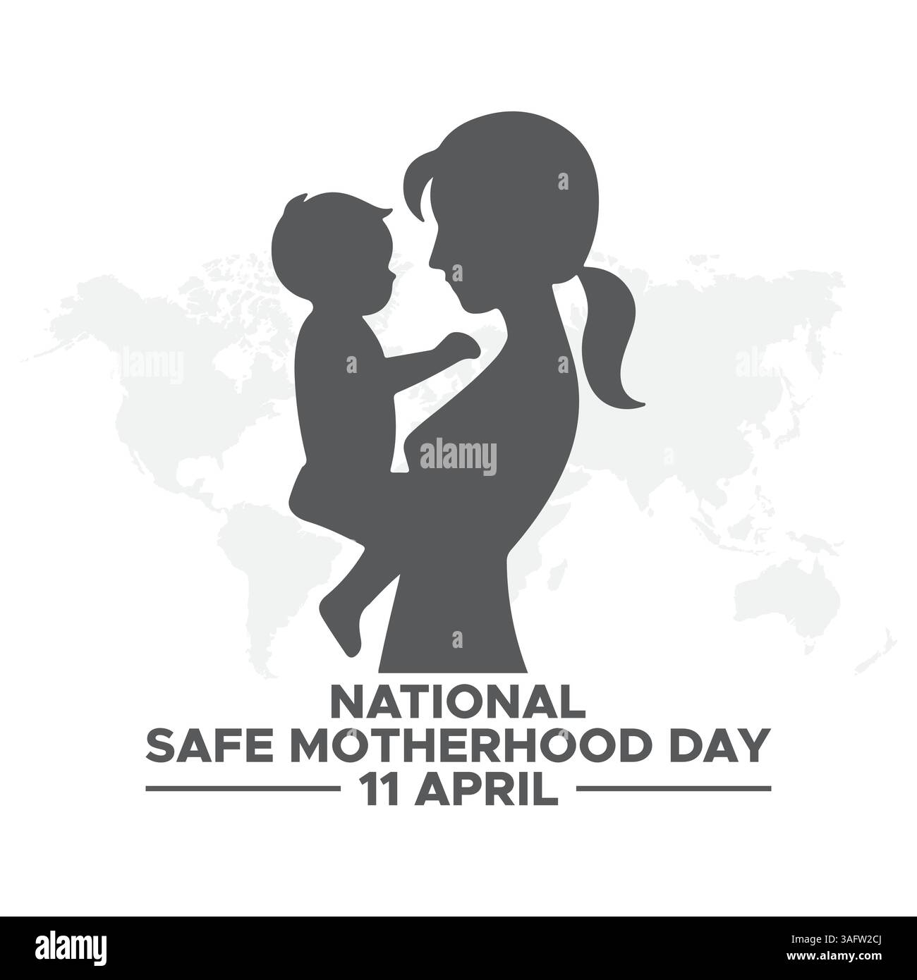 Nationaler sicherer Mutterschaftstag 11. April, Social Media Design Vector Templates, Familie, Liebe, Zuhause, gerade geboren Stock Vektor