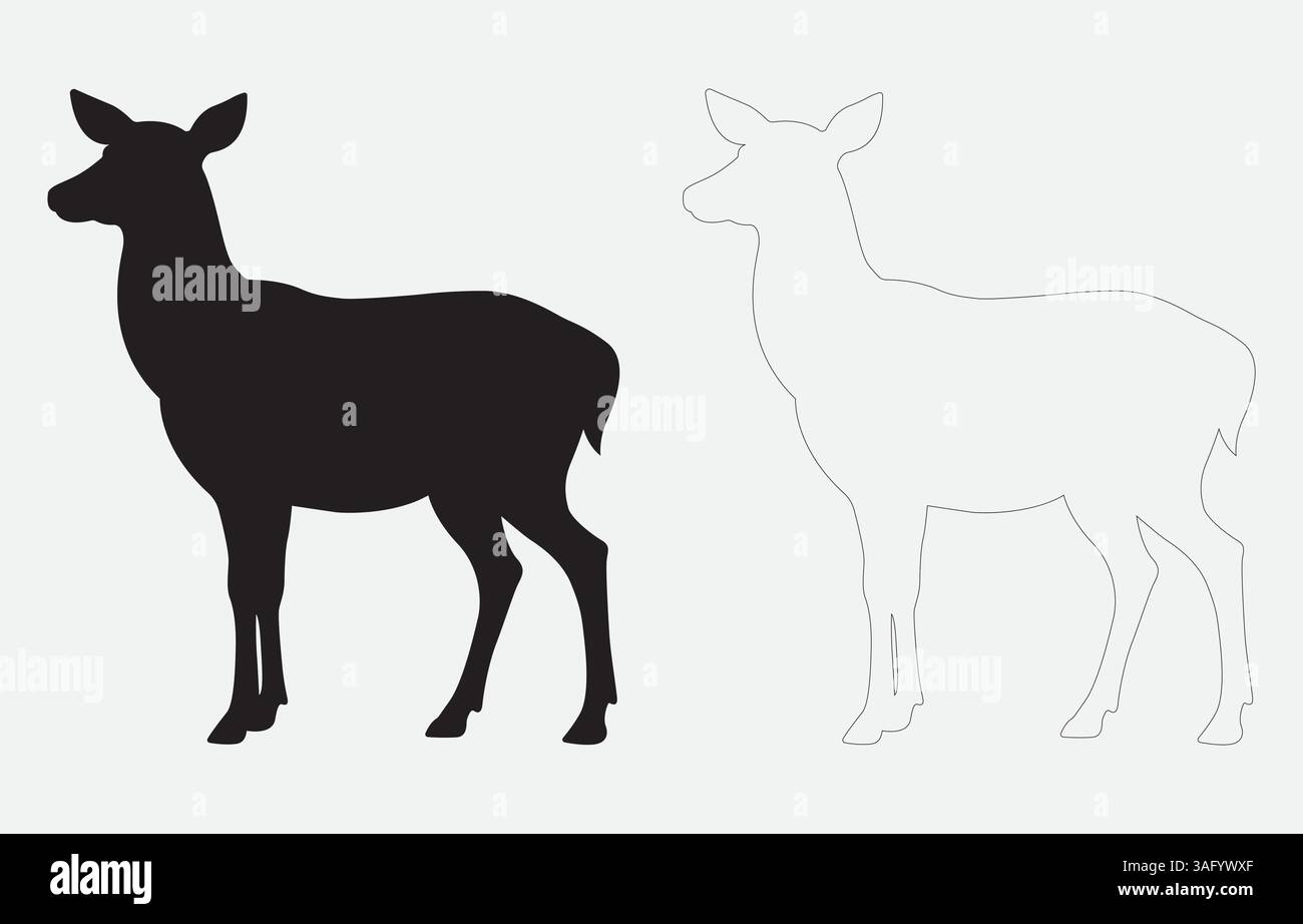 Hirsch Silhouette Vektor Kunst Illustration isoliert auf weißem Hintergrund Stock Vektor