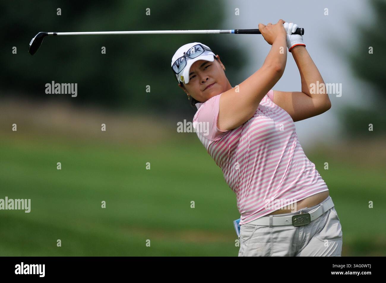 24. AUGUST 2012: Hye-Joo Han aus Seoul, Südkorea, schlägt am Freitag beim Challenge at Musket Ridge Golf Turnier auf dem Musket Ridge Golf Course in Myersville, MD, ab. (Bild: © John Middlebrook/Cal Sport Media/ZUMAPRESS.com) Stockfoto