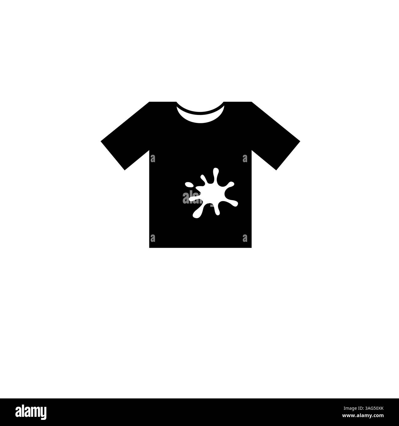 Schmutziges T-Shirt, T-Shirt mit Flecken Schmutz Solid Flat Vektor-Symbol isoliert auf weißem Hintergrund. Stock Vektor