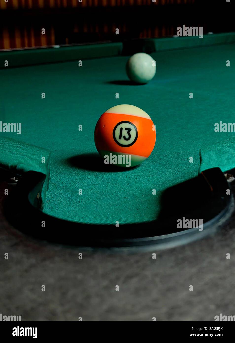 Lucky schoss auf 13. Orange, weiß und Grün. Stockfoto