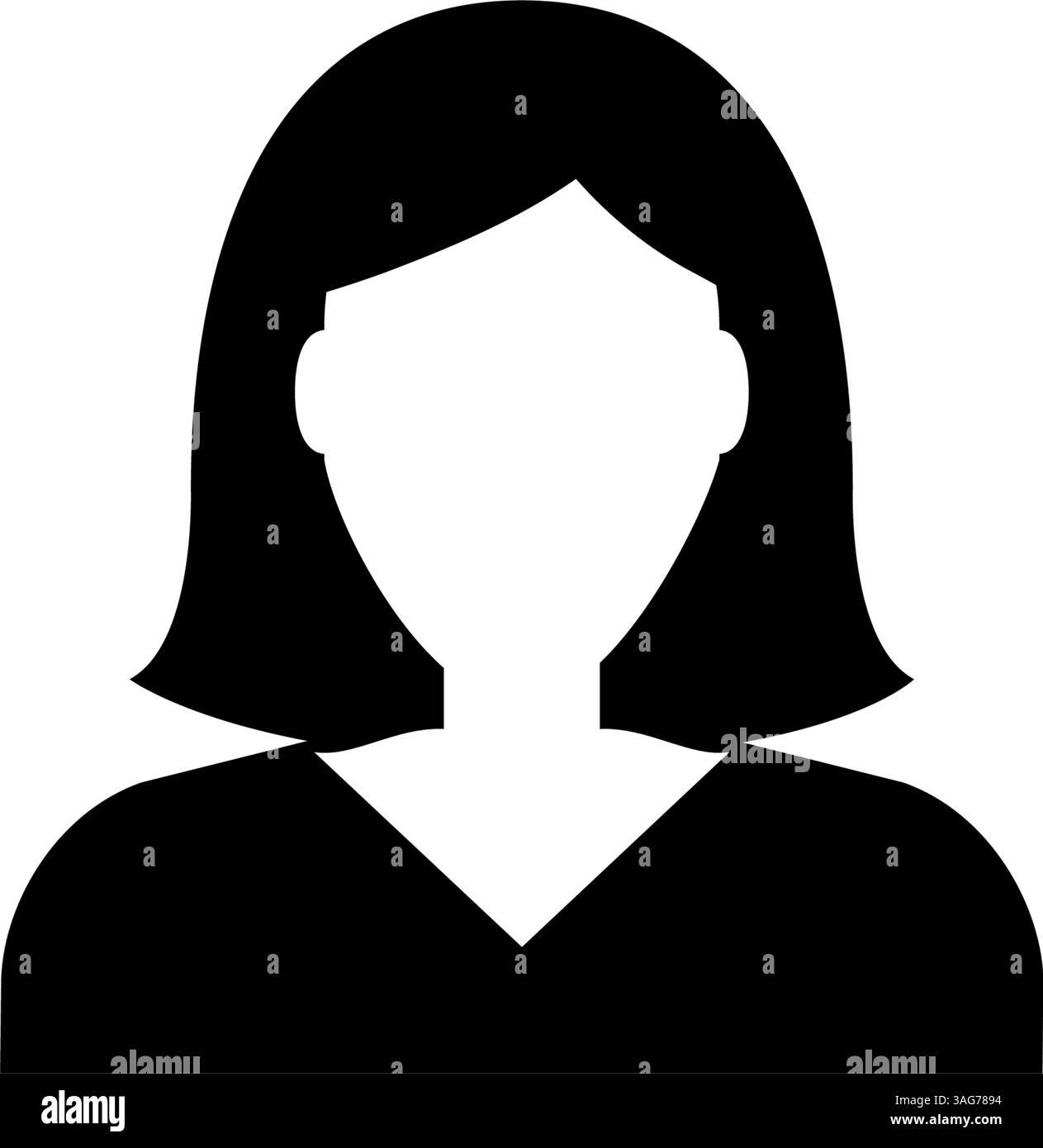 Vereinfachtes Vektorsymbol für weibliche Profile für Benutzeroberflächenanwendungen. Stock Vektor