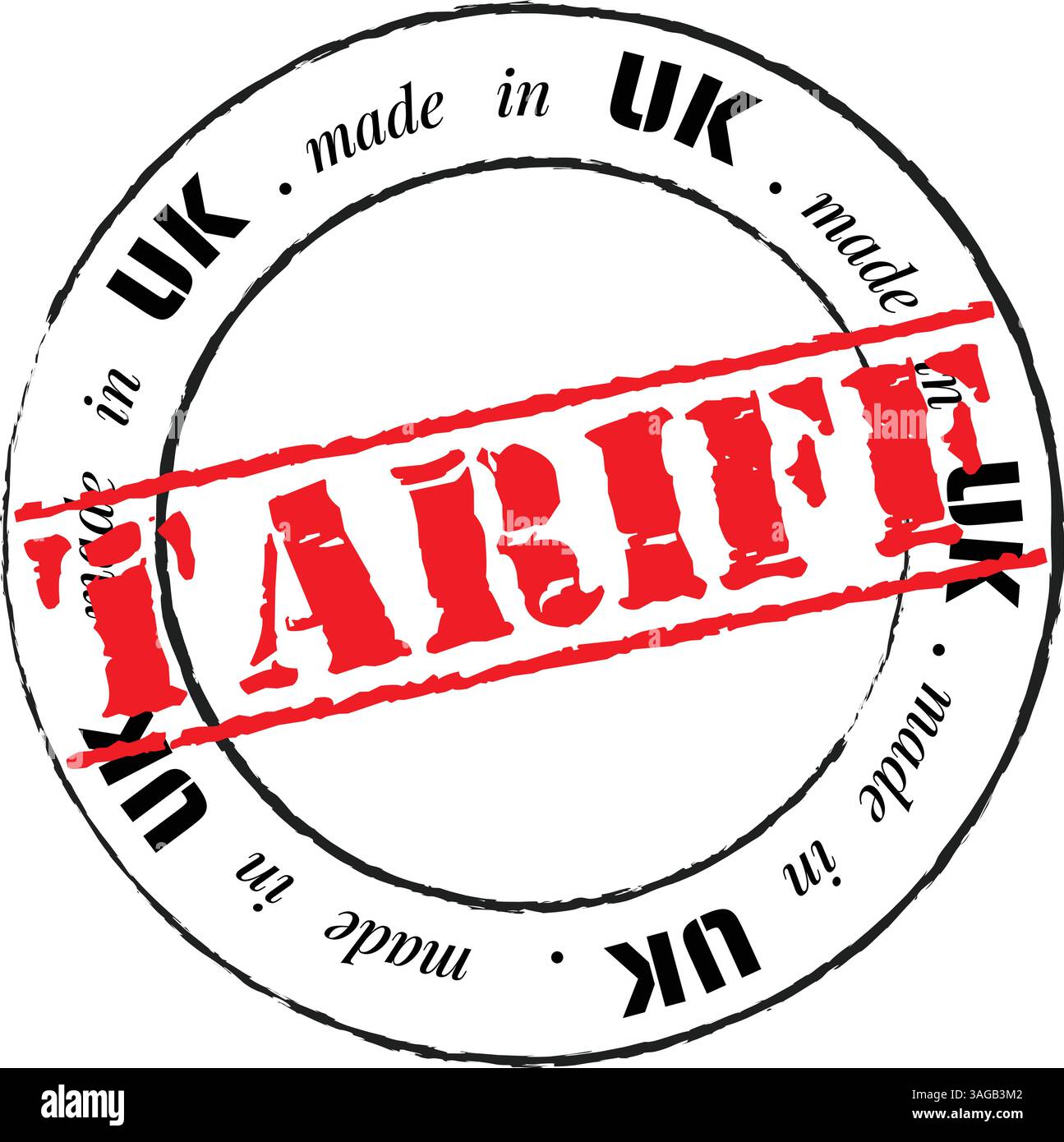 Zollstempel auf dem britischen Siegel. Importzollsatz für britische Produkte – Konzeptdarstellung Stock Vektor