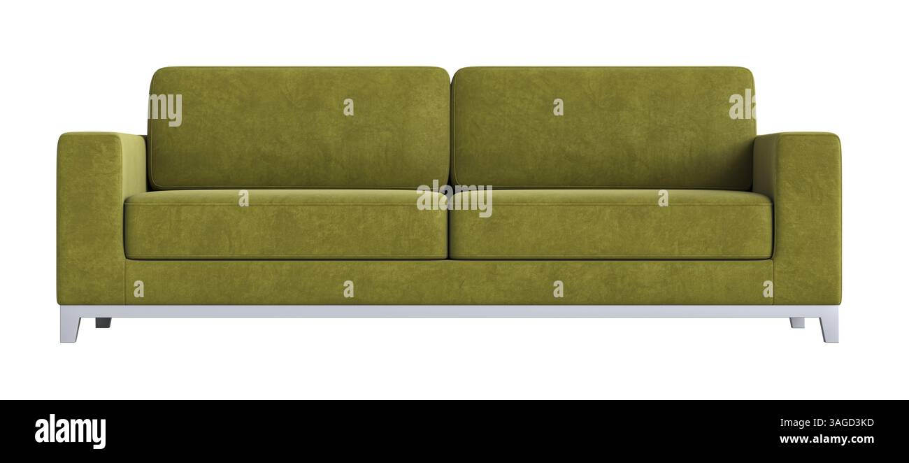 Modernes grünes Sofa isoliert auf transparentem Hintergrund 3D Stockfoto