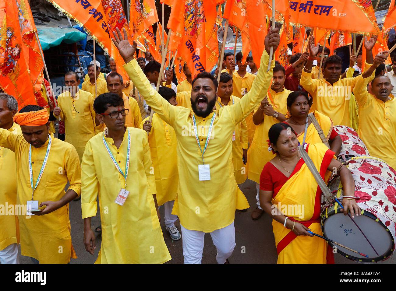 RAM Navami feiert anlässlich der Geburt von Lord Rama in Kalkutta, Westbengalen, Indien Stockfoto