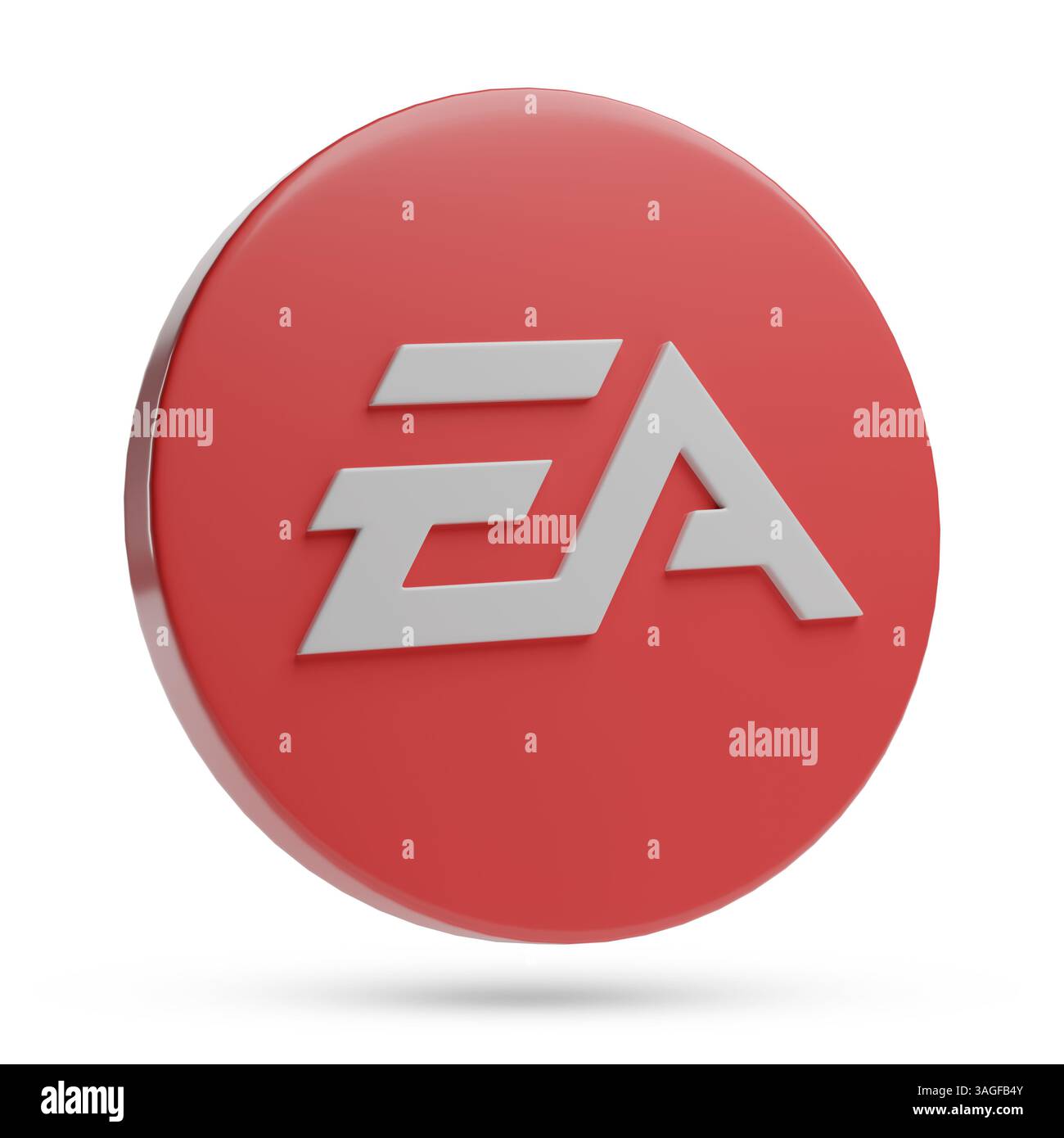 Buenos Aires, Argentinien - 4. April 2025: Electronic Arts Logo in drei Dimensionen isoliert auf weißem Hintergrund. 3D-Abbildung. Stockfoto