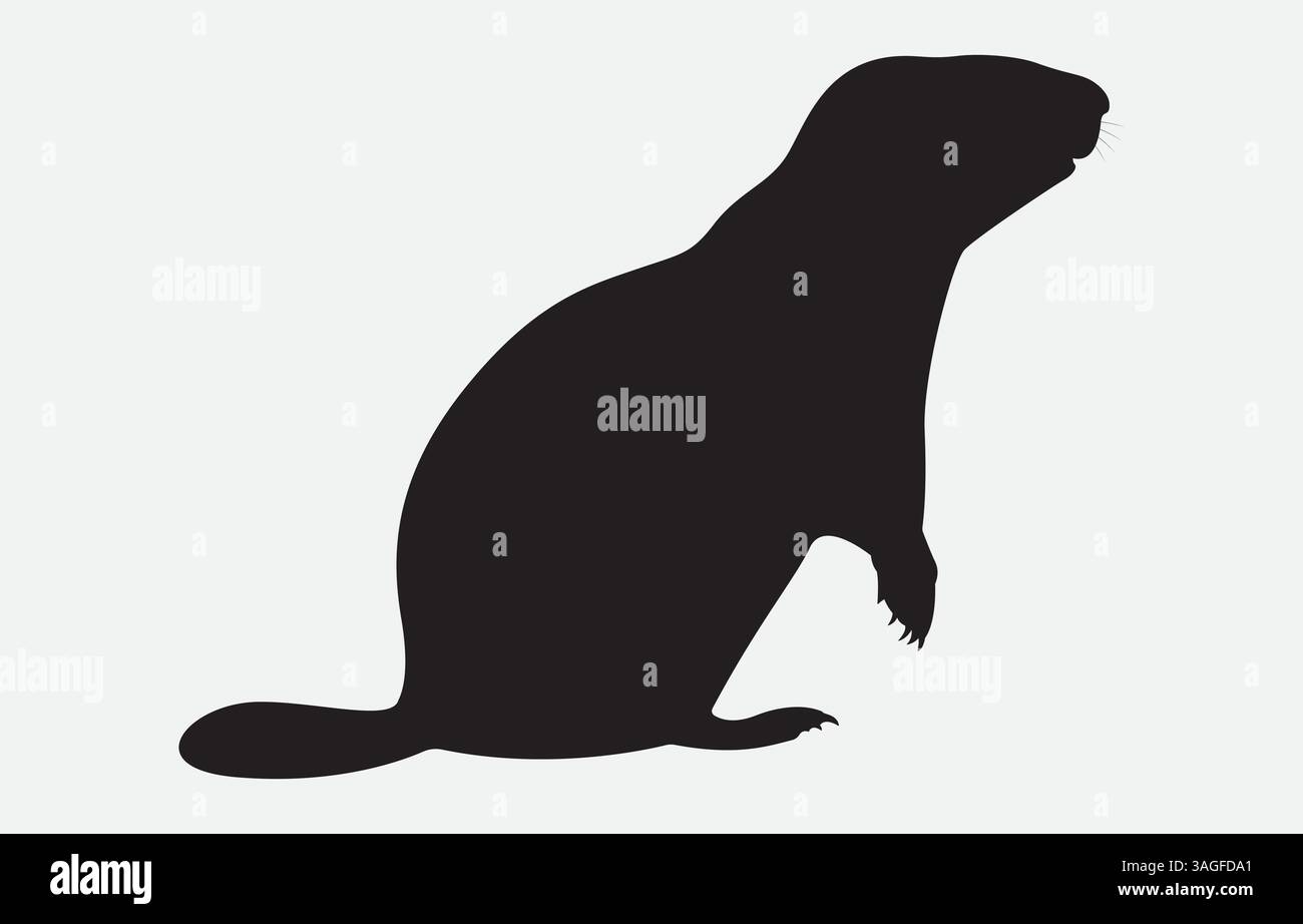 Murmeltier Silhouette Vektor-Illustration isoliert auf weißem Hintergrund Stock Vektor