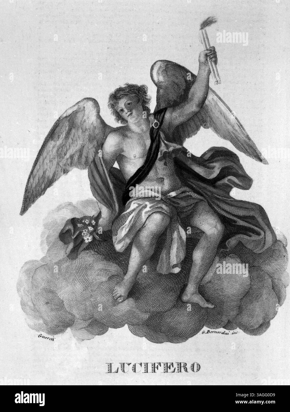 Lucifer, Illustration nach dem italienischen Maler Guercino, 1800er Jahre Stockfoto