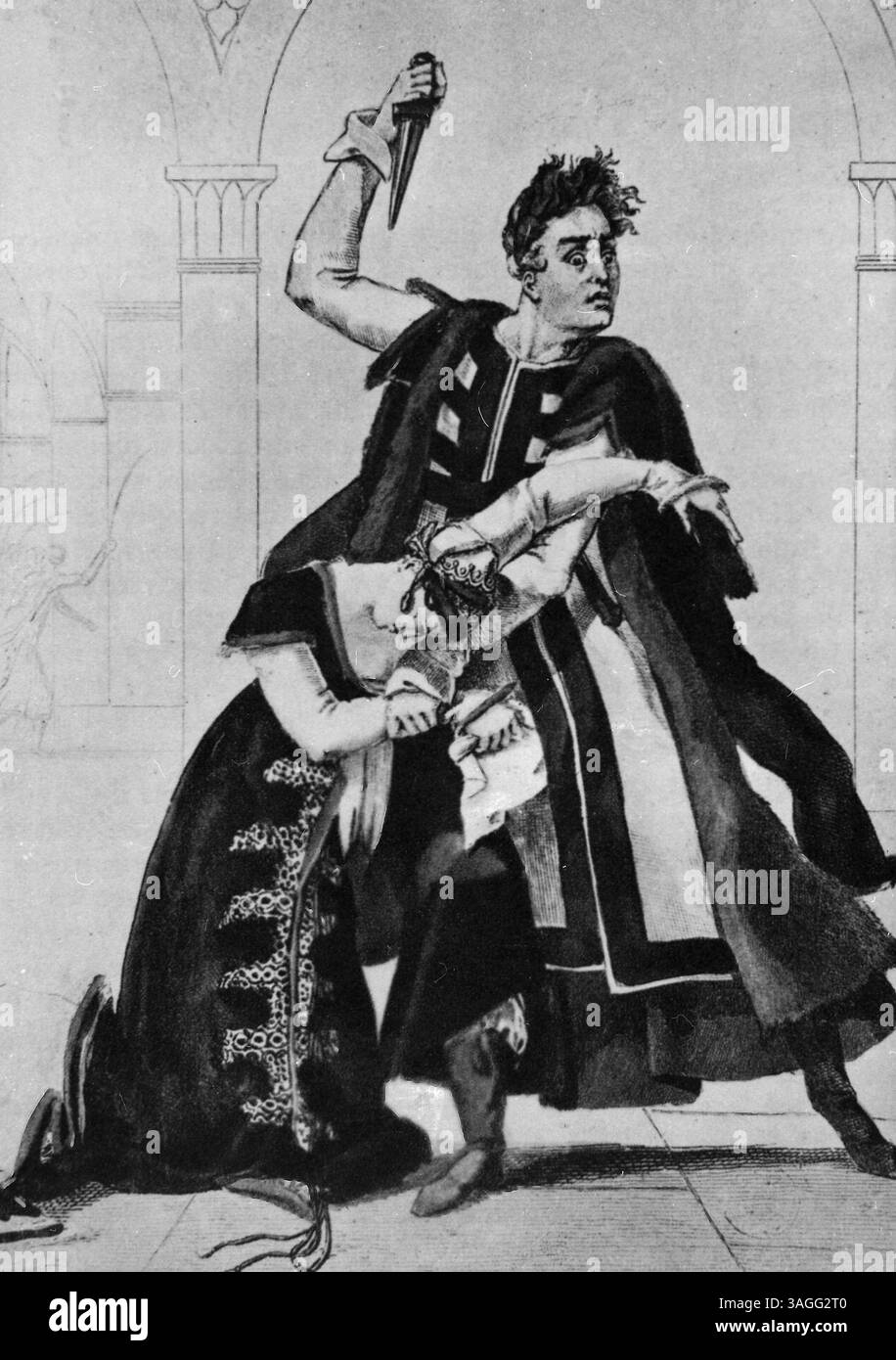 Französischer Schauspieler Francois-Joseph Talma als Hamlet von Shakespeare, adaptiert von Ducis, Illustration 1800er Jahre Stockfoto