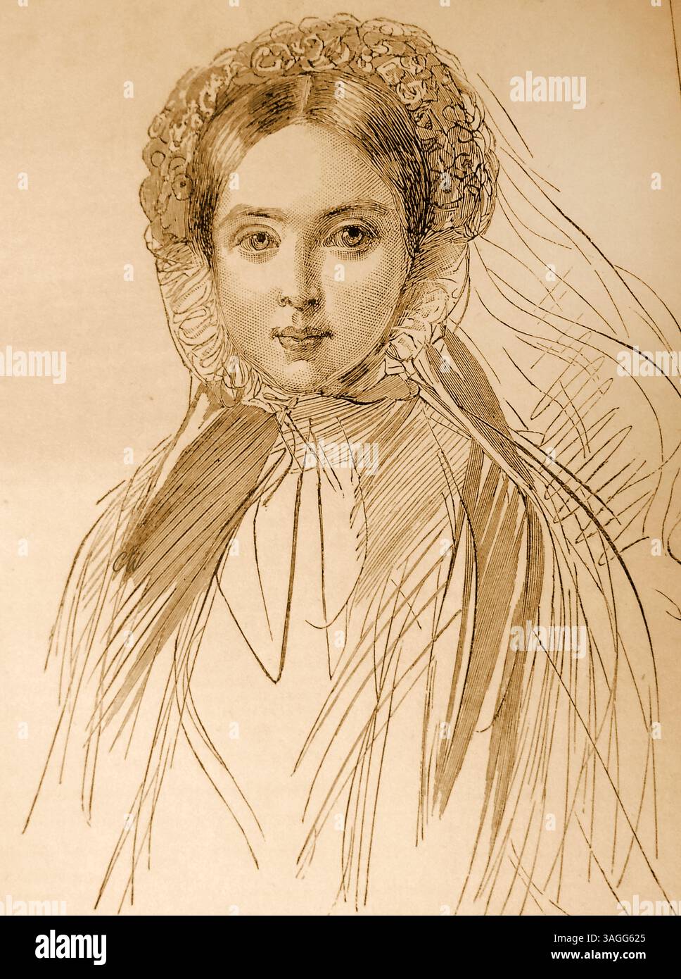 1800 ist ein frühes Porträt der Prinzessin Royal, Kaiserin Witwe von Deutschland zur Zeit ihrer Ehe. - 1800er Jahre. Ein frühes Porträt der Prinzessin Royal, Kaiserinwitwe von Deutschland zum Zeitpunkt Ihrer Hochzeit. Stockfoto