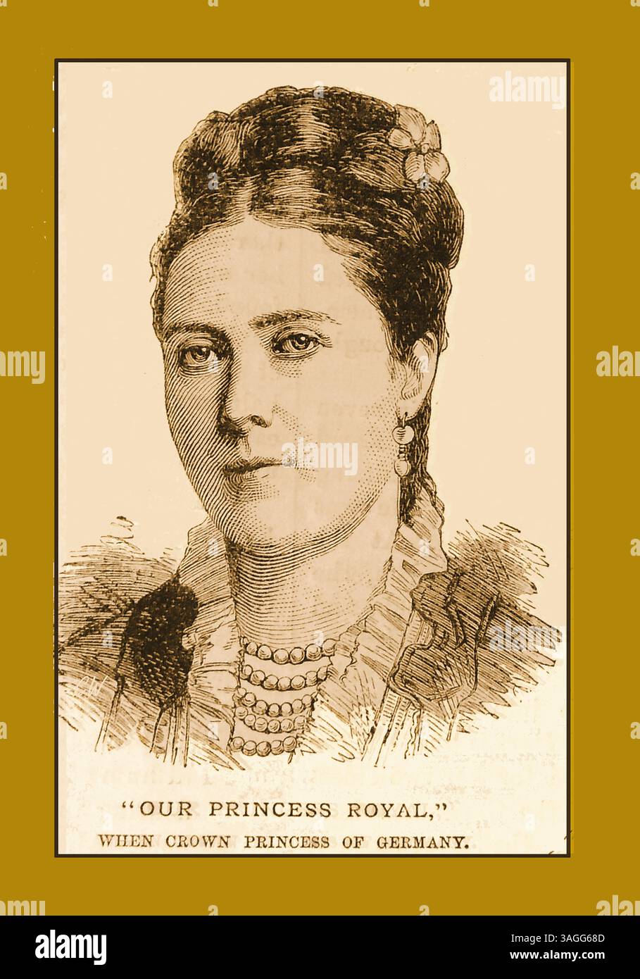 Das Porträt von Victoria Adelaide Mary Louisa (1840–1901) von 1880 wurde 1841 Prinzessin Royal geschaffen, die sowohl deutsche Kaiserin als auch Königin von Preußen als Ehefrau von Friedrich III. War. Sie war das älteste Kind von Königin Victoria & Prinz Albert von Sachsen-Coburg und Gotha - Porträt von Victoria Adelaide Mary Louisa (1840–1901) aus den 1880er Jahren, die 1841 zur Prinzessin Royal ernannt wurde und als Ehefrau des deutschen Kaisers Friedrich III. Sowohl deutsche Kaiserin als auch Königin von Preußen war. Sie war das älteste Kind von Königin Victoria und Prinz Albert von Sachsen-Coburg und Gotha Stockfoto