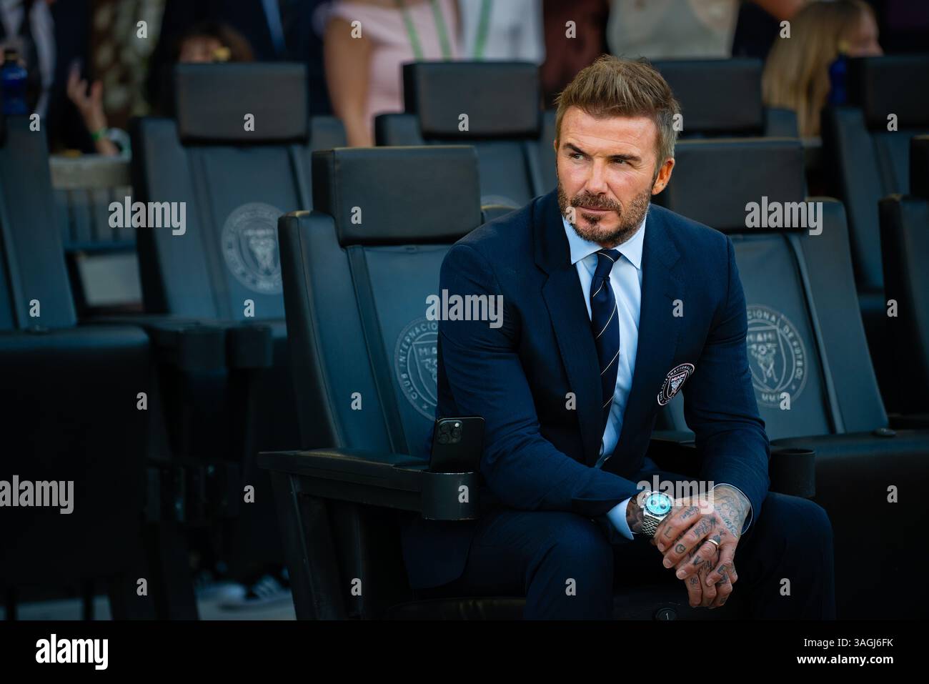 Inter Miamis Miteigentümer und ehemaliger britischer Fußballstar David Beckham sah sich während der regulären Saison von MLS ein Heimspiel an. Stockfoto