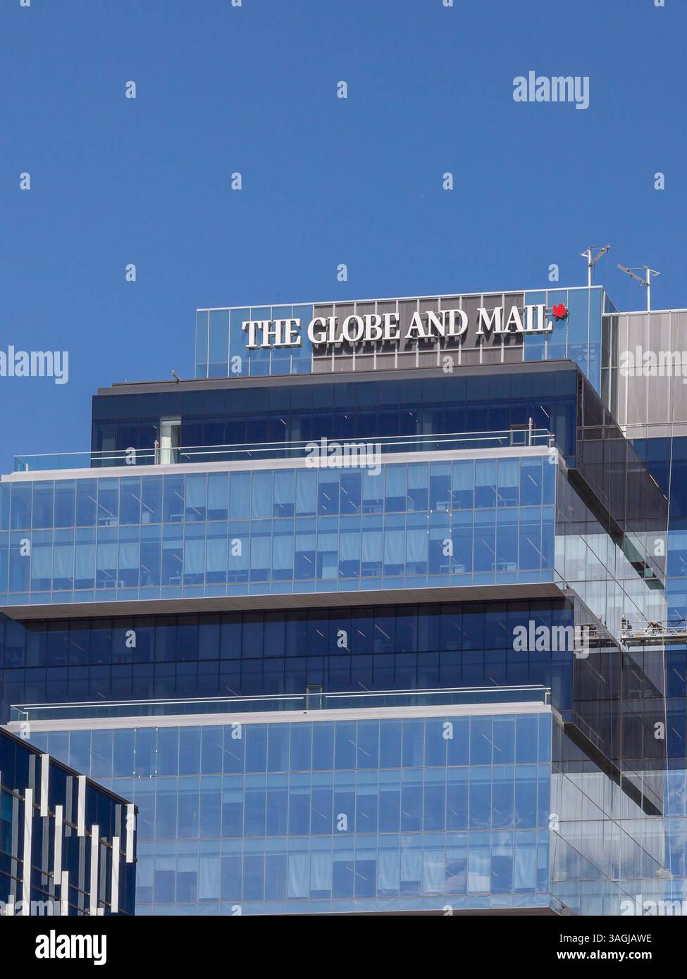 Toronto, Kanada - 19. Juni 2018: Zeichen von Globe und Mail im Hauptquartier in Toronto. Stockfoto