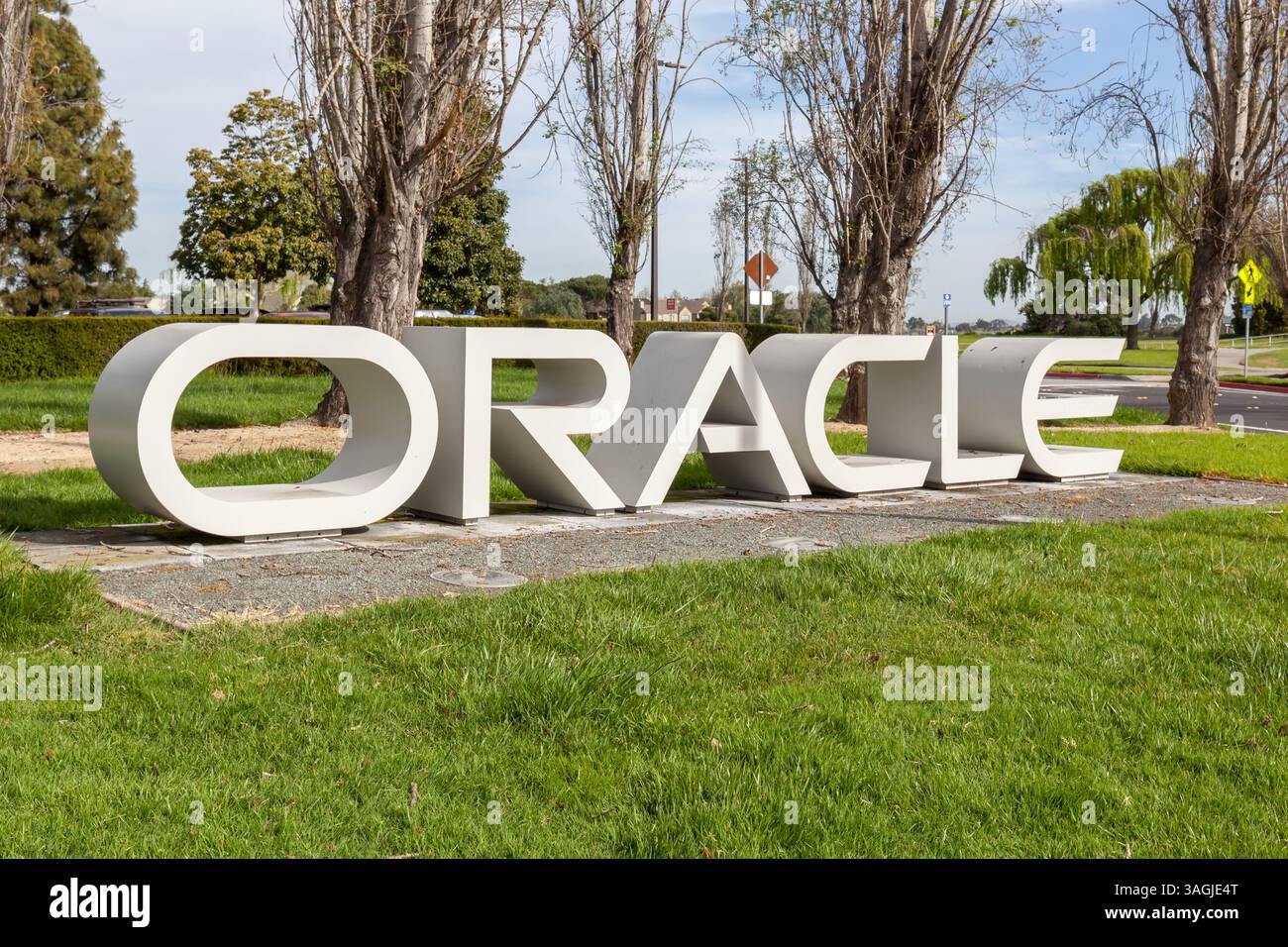 Redwood Shores, Kalifornien, USA - 30. März 2018: Oracle unterzeichnet am Hauptsitz von Oracle in Silicon Valley. Stockfoto