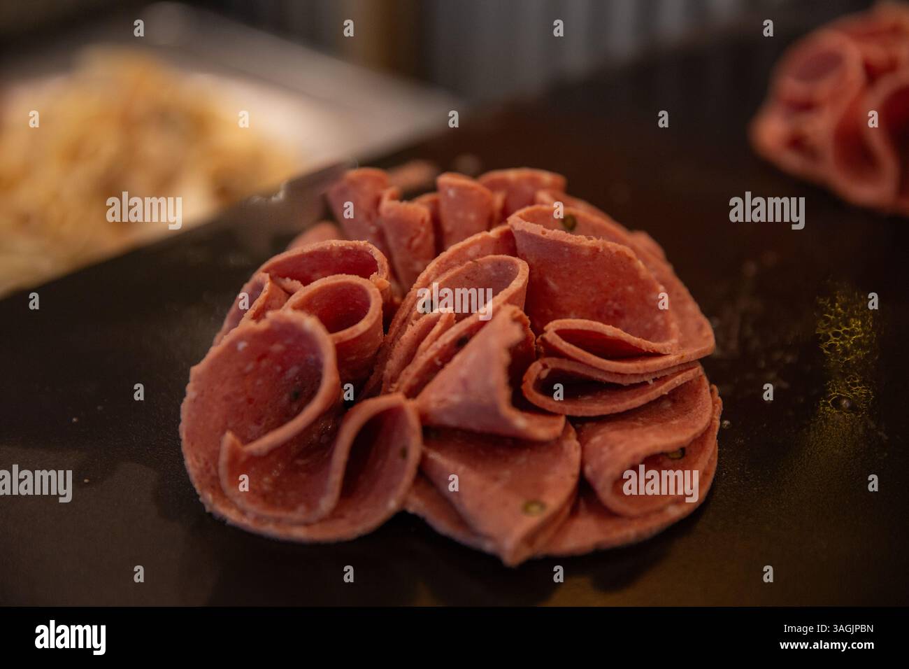 Truthahn Cold Cuts werden schön an einem Buffet gezeigt Stockfoto