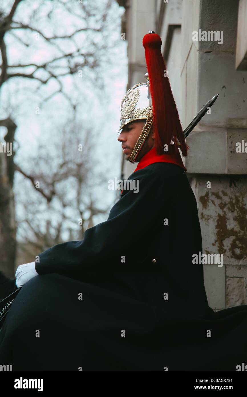 Haushaltskavallerie-Regiment-Rettungswache im Dienst Stockfoto
