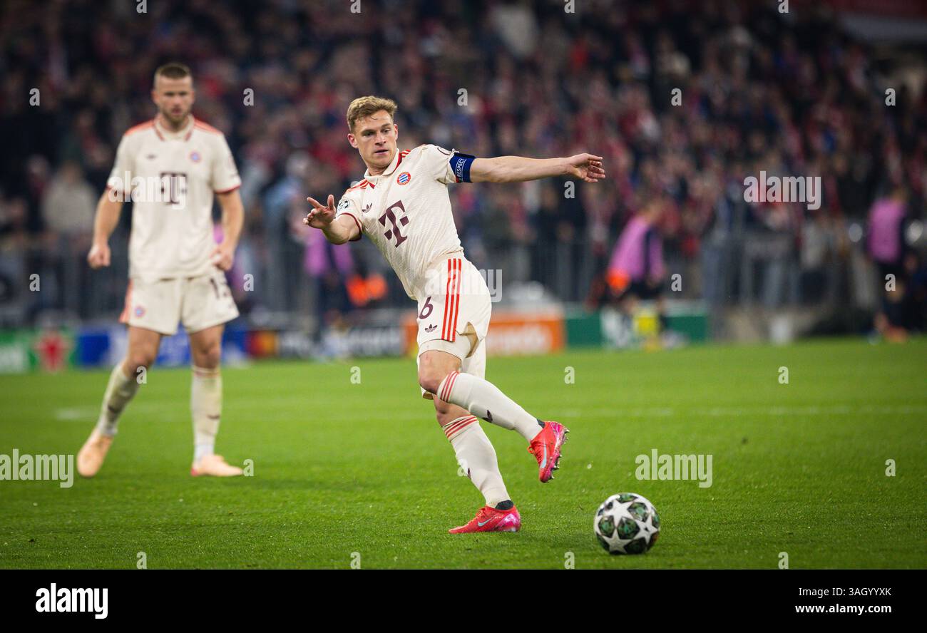 München, Deutschland. April 2025. Joshua Kimmich (FCB) Bayern München - Inter Mailand Bayern München - Inter Mailand 08.04.2025 Credit: Moritz Müller/Alamy Live News Stockfoto