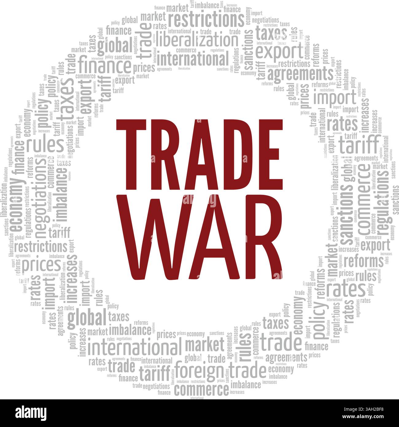 Trade war Word Cloud konzeptionelles Design isoliert auf weißem Hintergrund. Stock Vektor