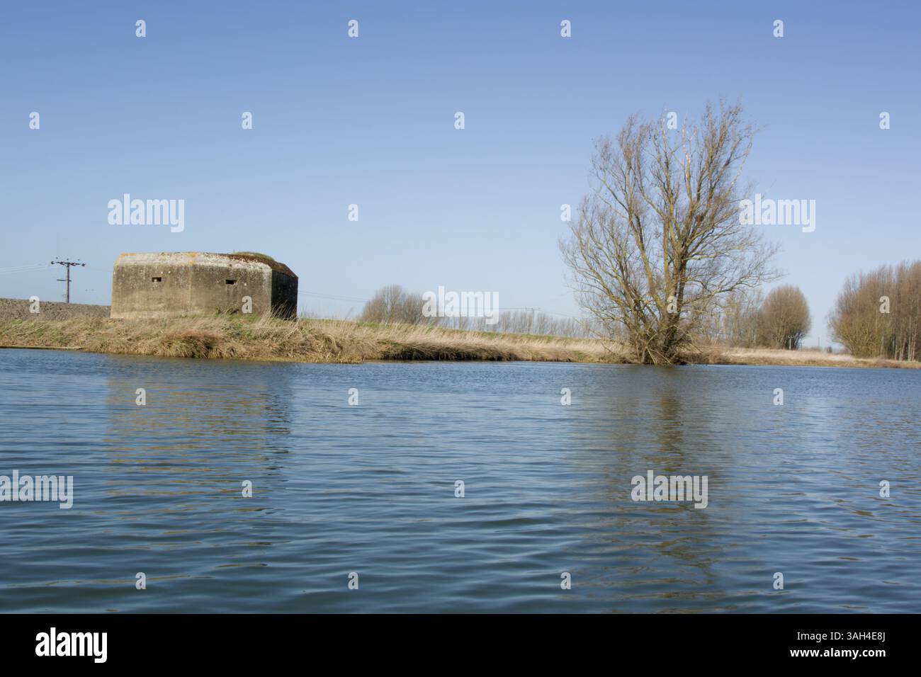 Weltkrieg zwei Festung am Ufer des Flusses Cam, Cambridgeshire Stockfoto