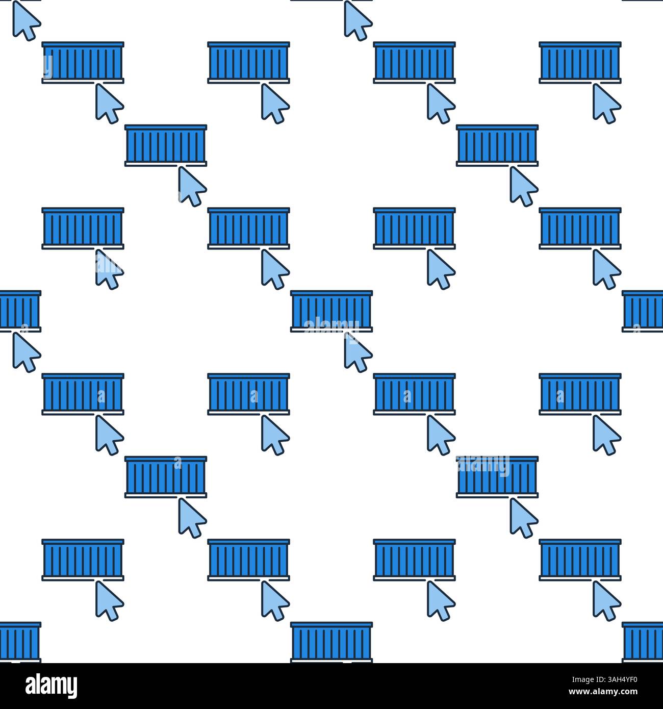 Mauszeiger mit blauem Versandcontainer-Vektor nahtloses Muster oder Hintergrund Stock Vektor