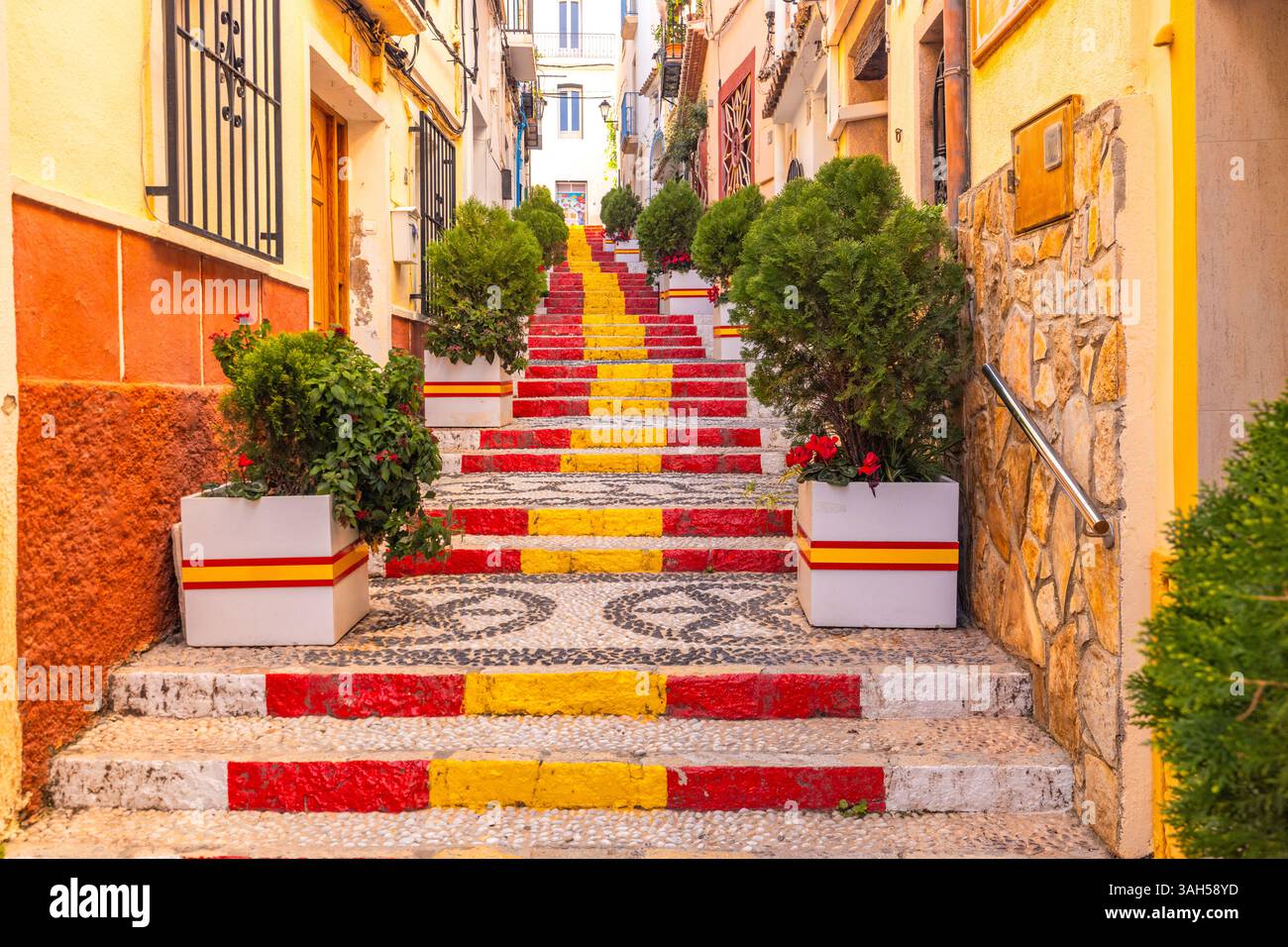 Die Spanische Treppe in Calpe Stockfoto