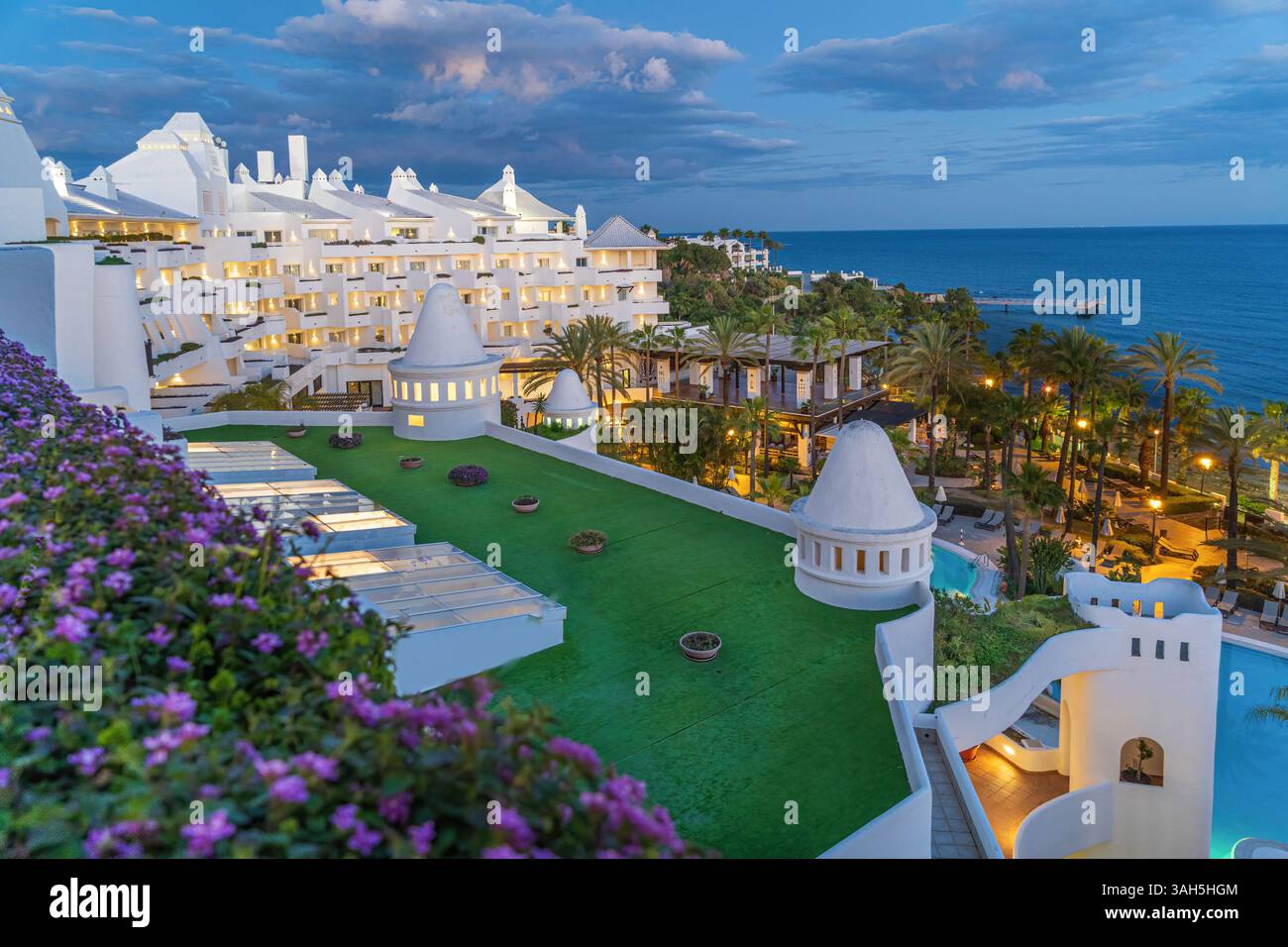 Hochwertiges Hotel mit Blick auf die Costa del Sol Stockfoto