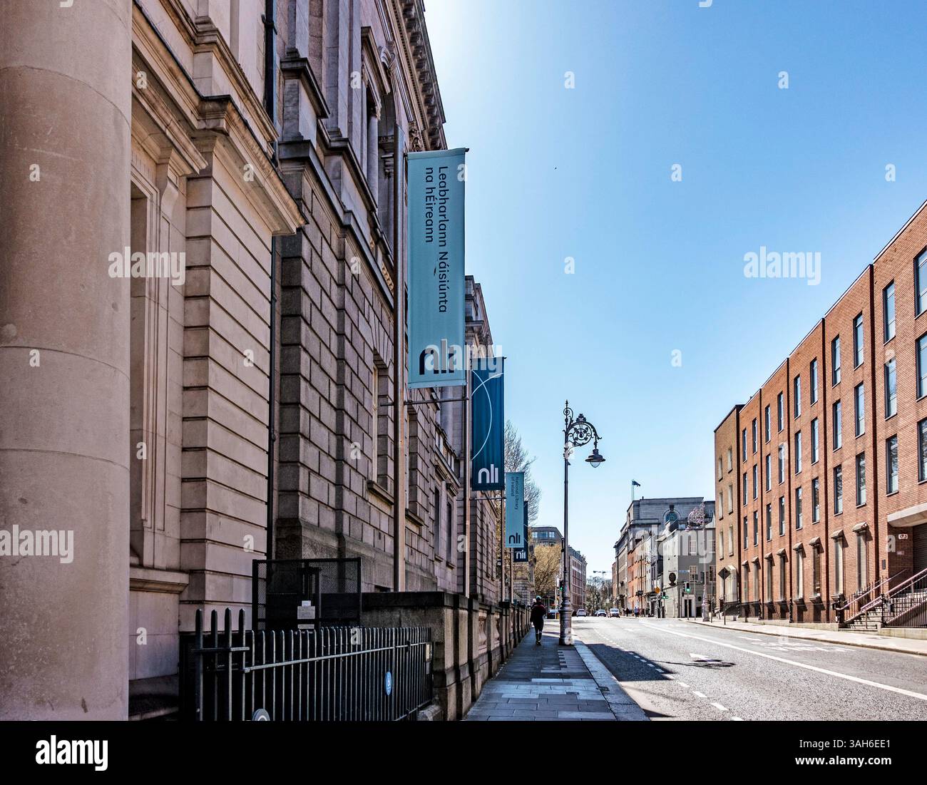 Die National Library of Ireland befindet sich in der Kildare Street, Dublin, Irland. Stockfoto
