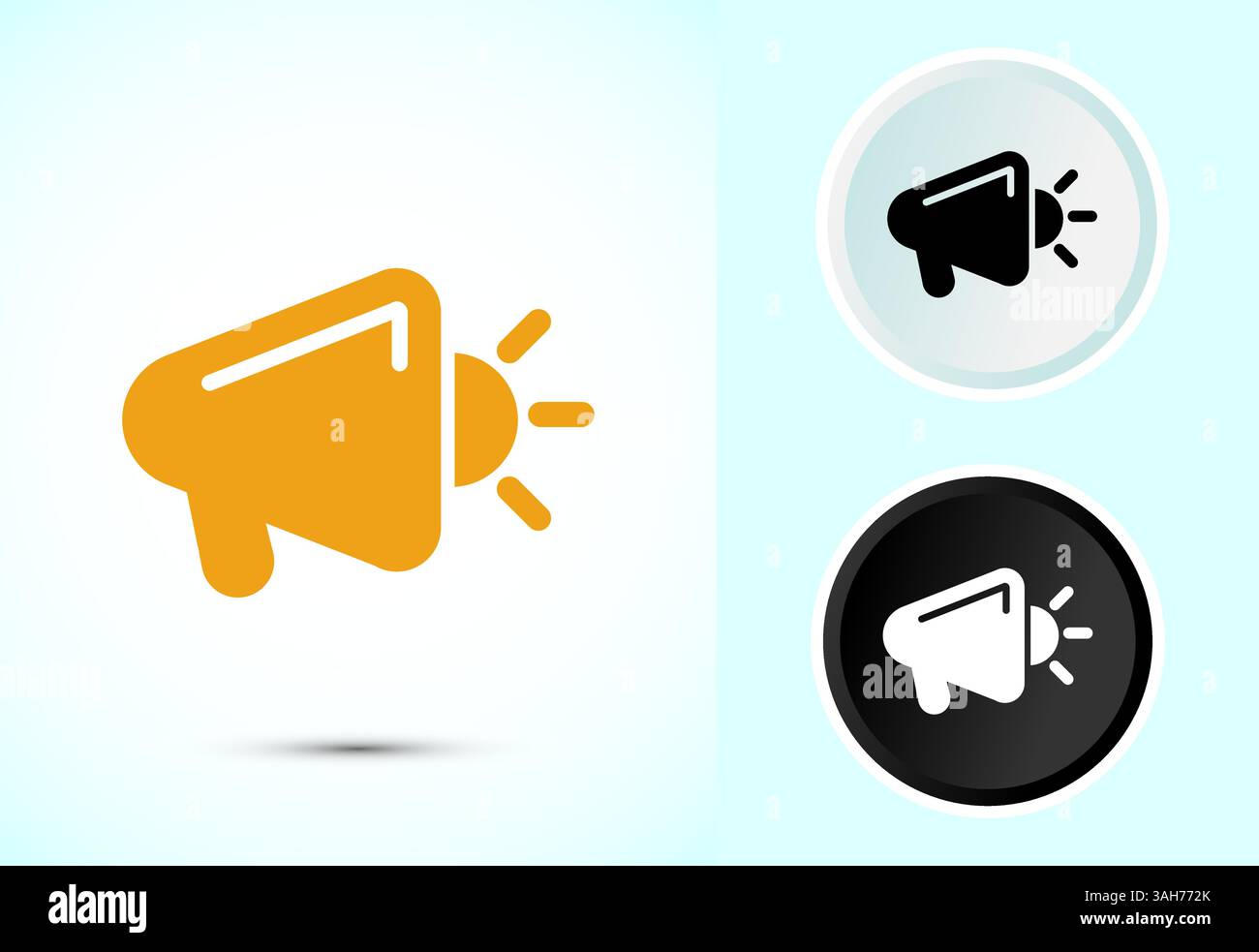 Megaphone-Symbol-Design-Illustration, Lautsprechersymbol, Shout-Ansage-Symbol in Farbe Schwarz-weiß Stock Vektor