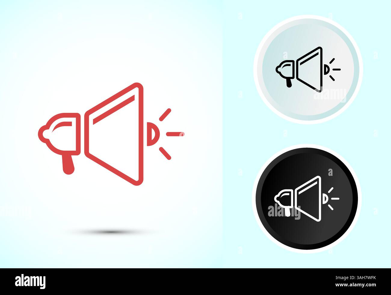 Megaphone-Symbol-Design-Illustration, Lautsprechersymbol, Shout-Ansage-Symbol in Farbe Schwarz-weiß Stock Vektor