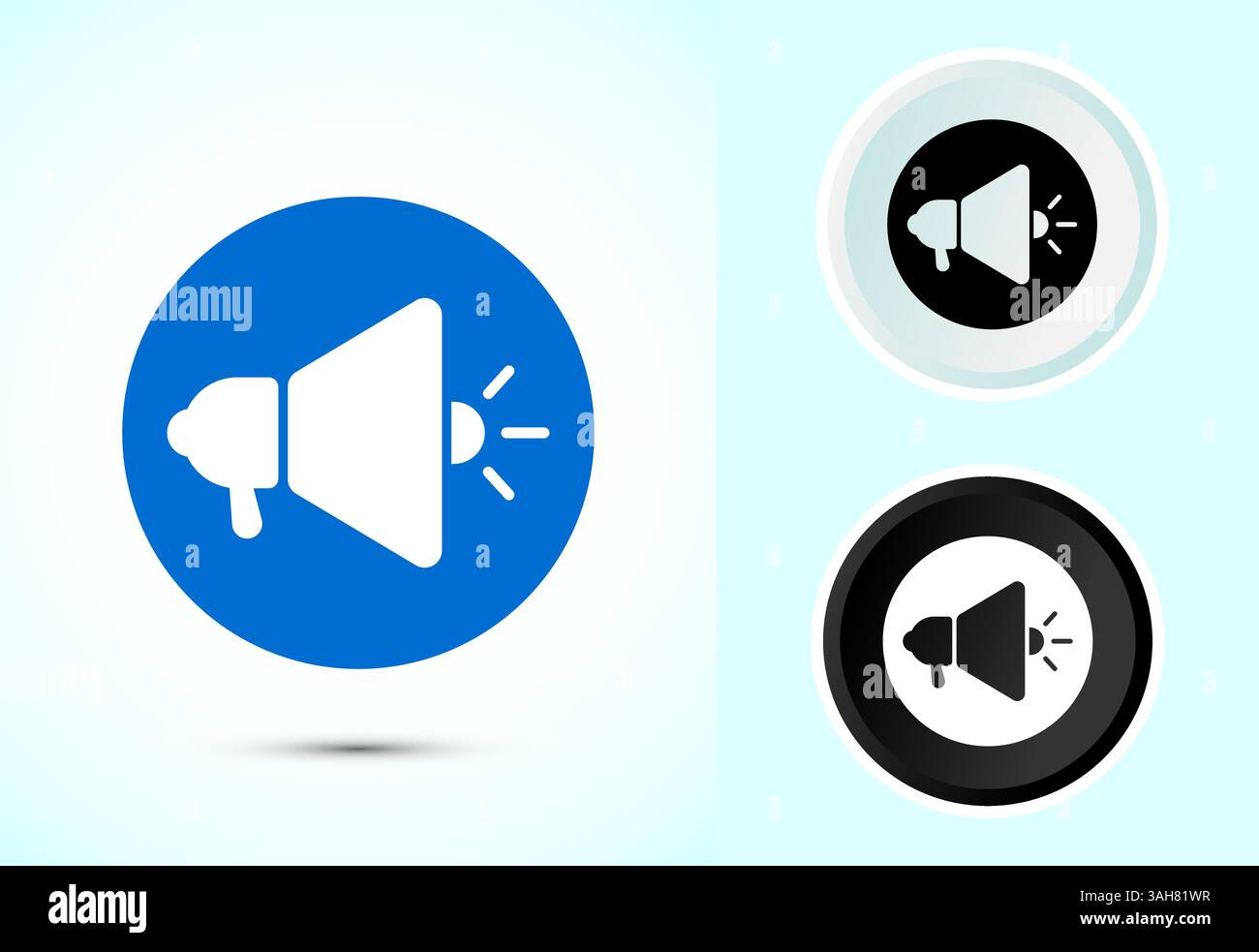 Megaphone-Symbol-Design-Illustration, Lautsprechersymbol, Shout-Ansage-Symbol in Farbe Schwarz-weiß Stock Vektor