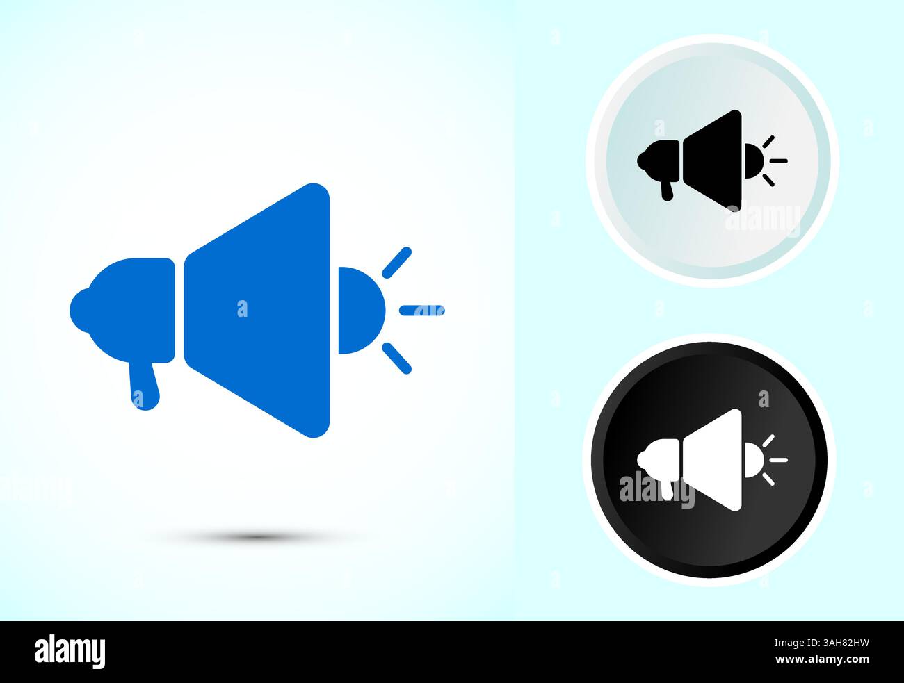 Megaphone-Symbol-Design-Illustration, Lautsprechersymbol, Shout-Ansage-Symbol in Farbe Schwarz-weiß Stock Vektor