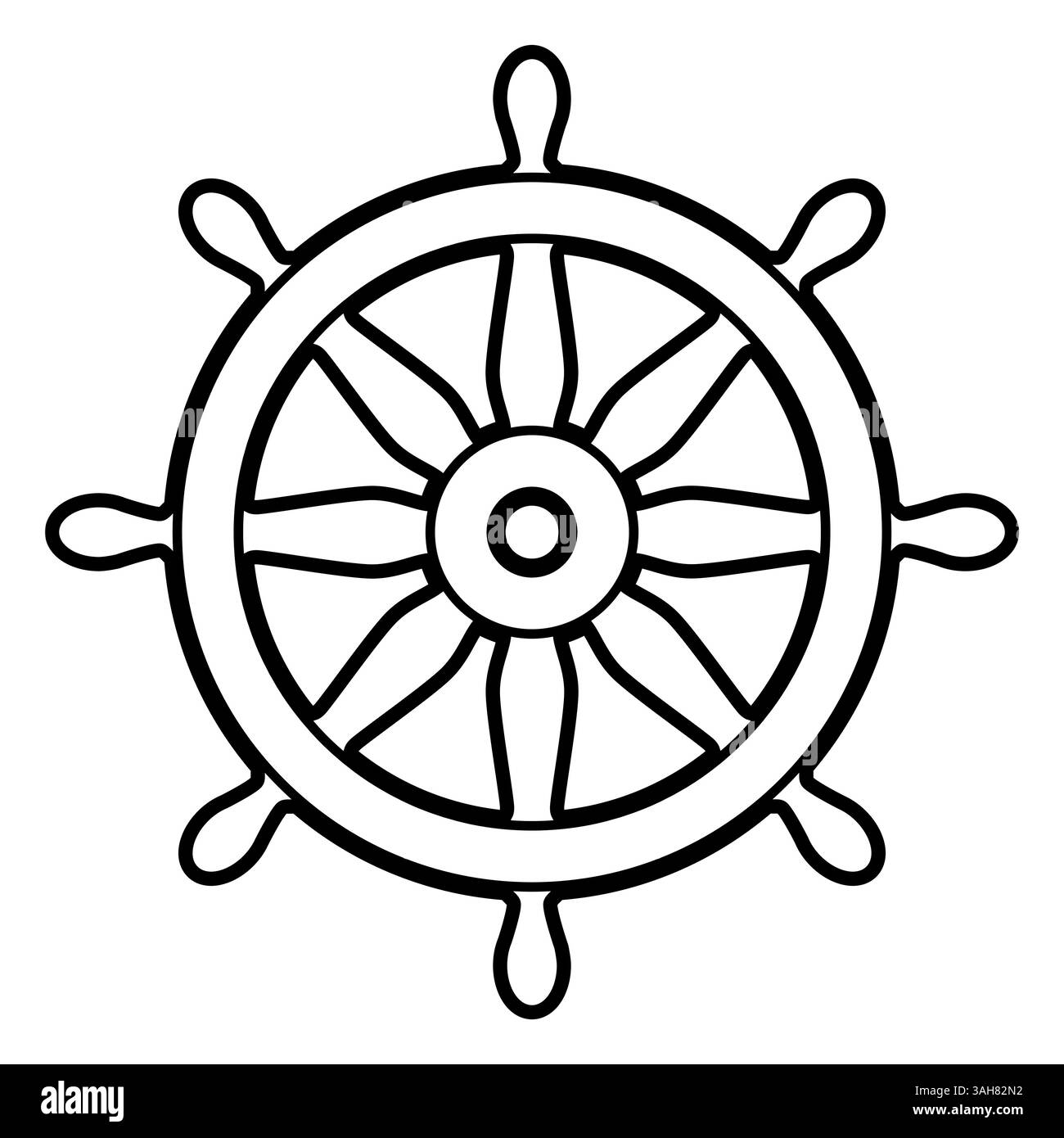 Schiffsrad, Schwarz-weiß-Vektor-Illustration des Bootsrads Stock Vektor