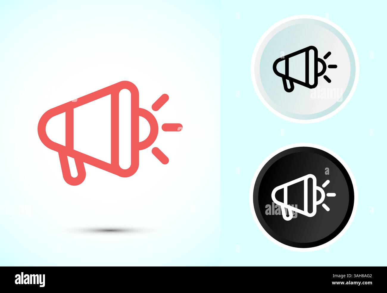 Megaphone-Symbol-Design-Illustration, Lautsprechersymbol, Shout-Ansage-Symbol in Farbe Schwarz-weiß Stock Vektor