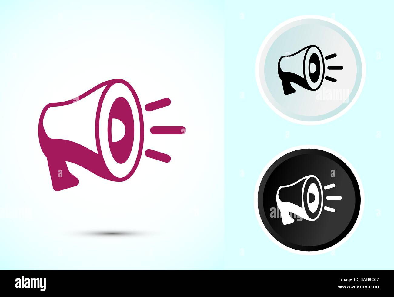 Megaphone-Symbol-Design-Illustration, Lautsprechersymbol, Shout-Ansage-Symbol in Farbe Schwarz-weiß Stock Vektor