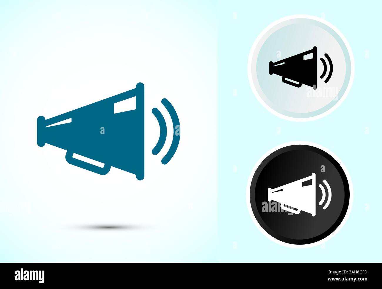 Megaphone-Symbol-Design-Illustration, Lautsprechersymbol, Shout-Ansage-Symbol in Farbe Schwarz-weiß Stock Vektor