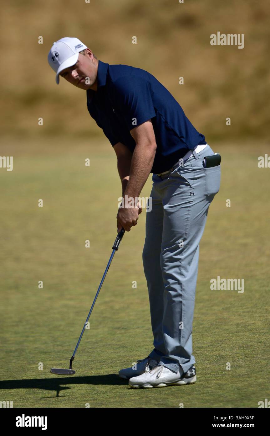 19. Juni 2015. Jordan Spieth während der zweiten Runde bei den U.S. Open in Chambers Bay, University Place, Washington. . . George Holland / Cal Sport Media (Bild: © George Holland/Cal Sport Media/ZUMAPRESS.com) Stockfoto