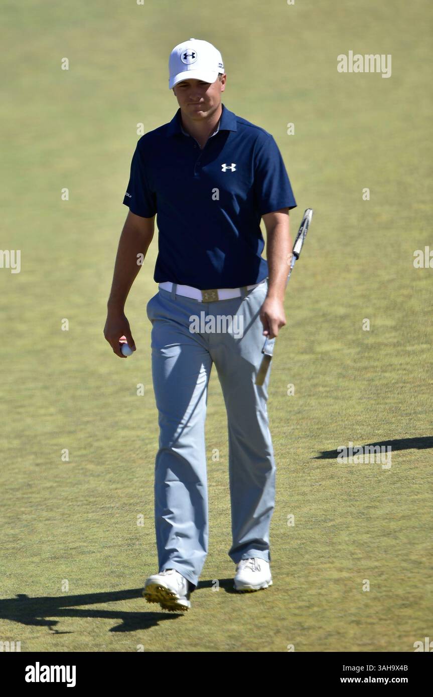 19. Juni 2015. Jordan Spieth während der zweiten Runde bei den U.S. Open in Chambers Bay, University Place, Washington. . . George Holland / Cal Sport Media. (Bild: © George Holland/Cal Sport Media/ZUMAPRESS.com) Stockfoto