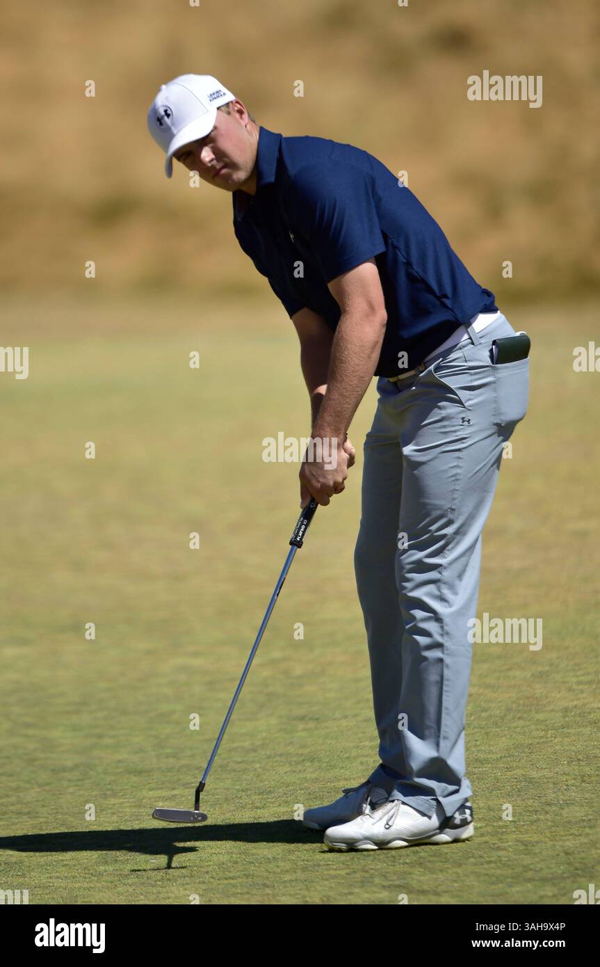 19. Juni 2015. Jordan Spieth während der zweiten Runde bei den U.S. Open in Chambers Bay, University Place, Washington. . . George Holland / Cal Sport Media (Bild: © George Holland/Cal Sport Media/ZUMAPRESS.com) Stockfoto