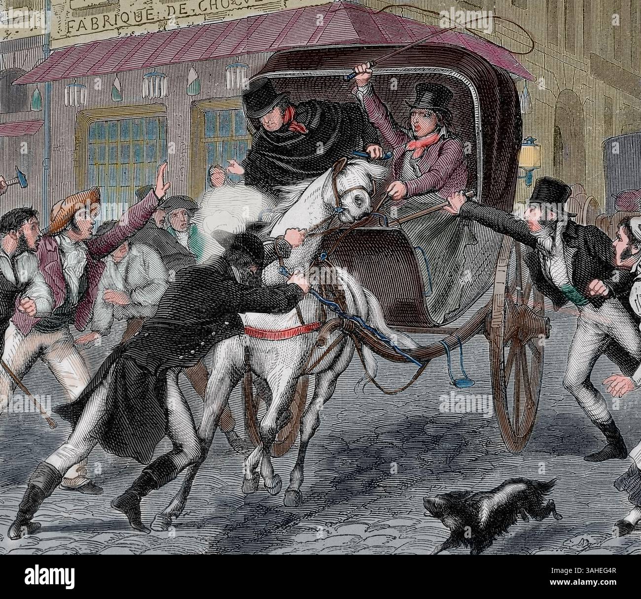 Georges Cadoudal (1771–1804) französischer Politiker und Konterrevolutionär während der Französischen Revolution. Verhaftung in Pari, 1804 von Cadouval wegen des Versuchs Stockfoto