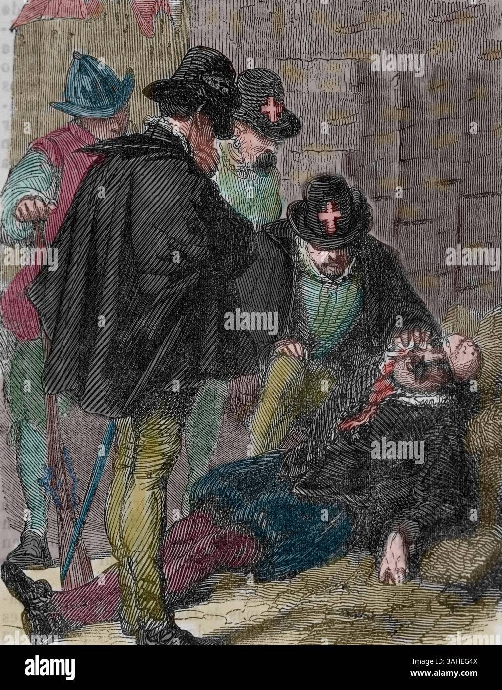 Gaspard II de Coligny (1519-1572). Hugenottenführer in den Französischen Religionskriegen. Ermordung des Admiral de Coligny. 1572. Bartholomäus-Tag, mA Stockfoto