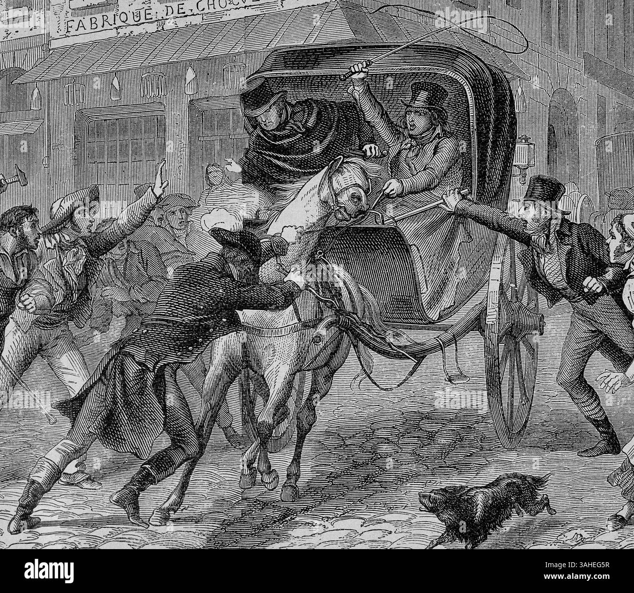 Georges Cadoudal (1771–1804) französischer Politiker und Konterrevolutionär während der Französischen Revolution. Verhaftung in Pari, 1804 von Cadouval wegen des Versuchs Stockfoto